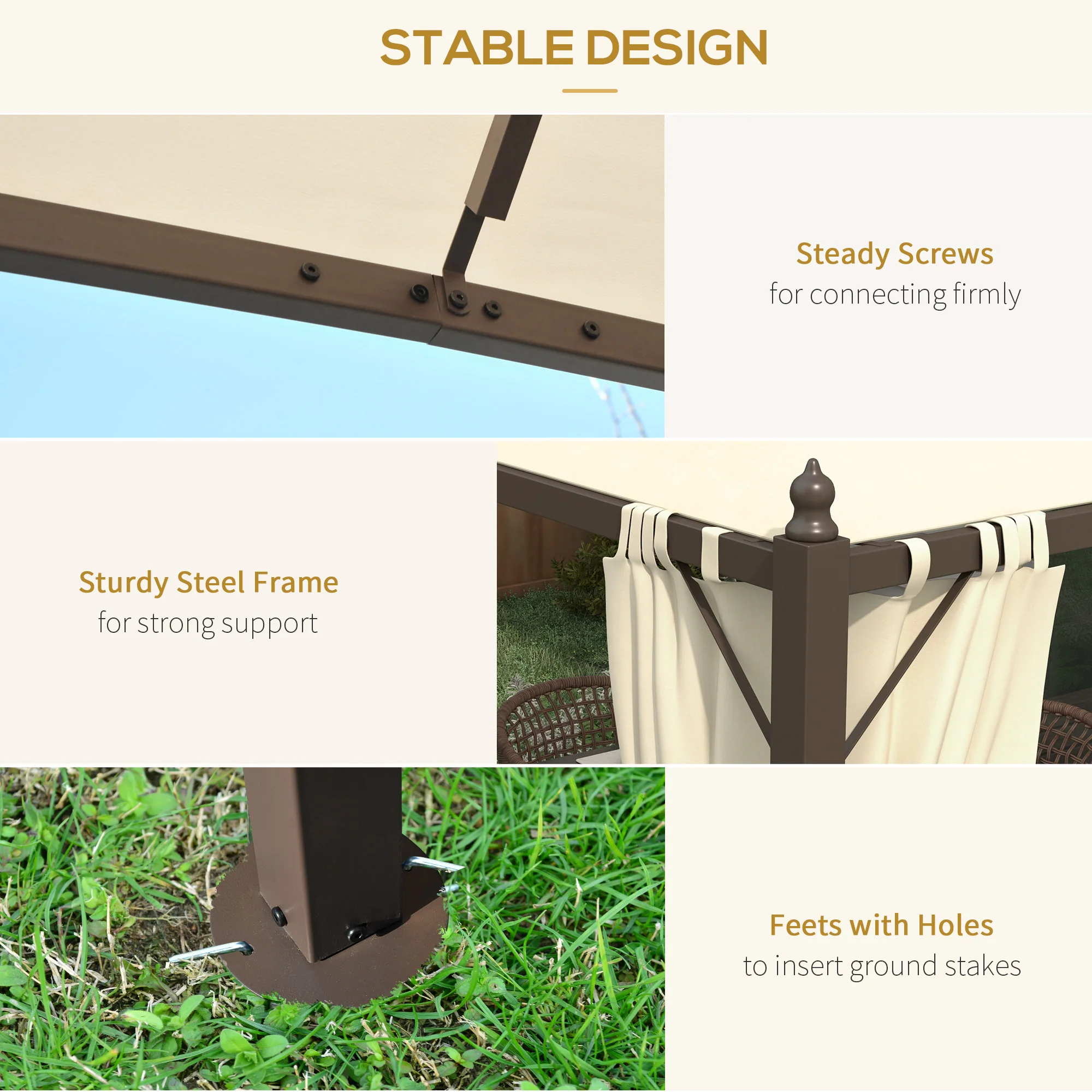 10' x 12' Steel Patio Gazebo with Privacy Curtains - Image 8