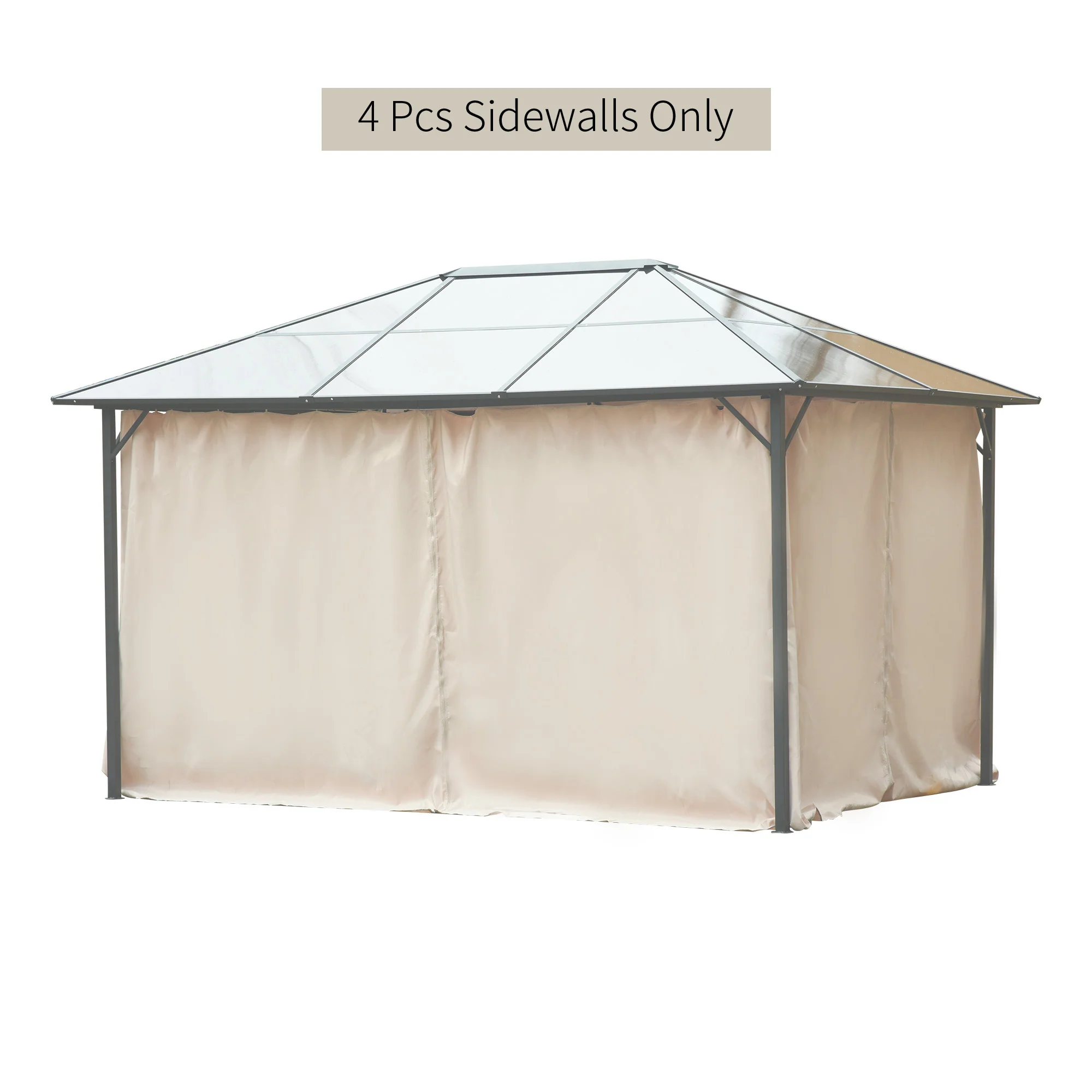 10' x 12' Universal Gazebo Sidewall Set (4 Panels) with Hooks, Beige - Image 10