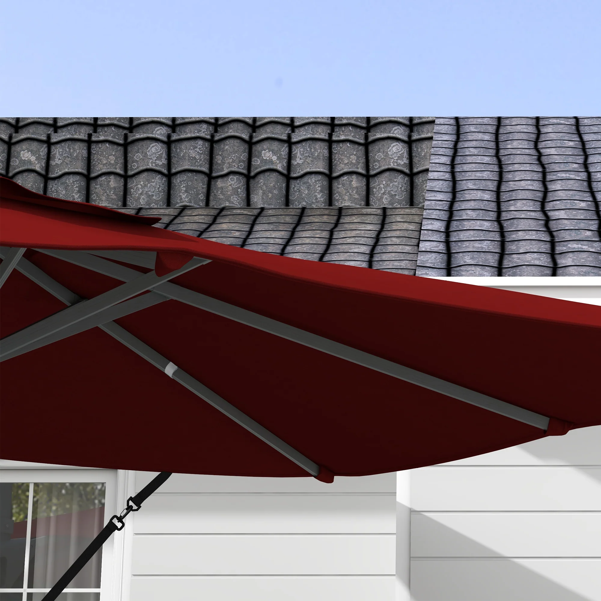 10' x 13' Cantilever Patio Umbrella with Windproof Straps, 4-Position Tilt, 360° Rotation, Red - Image 10