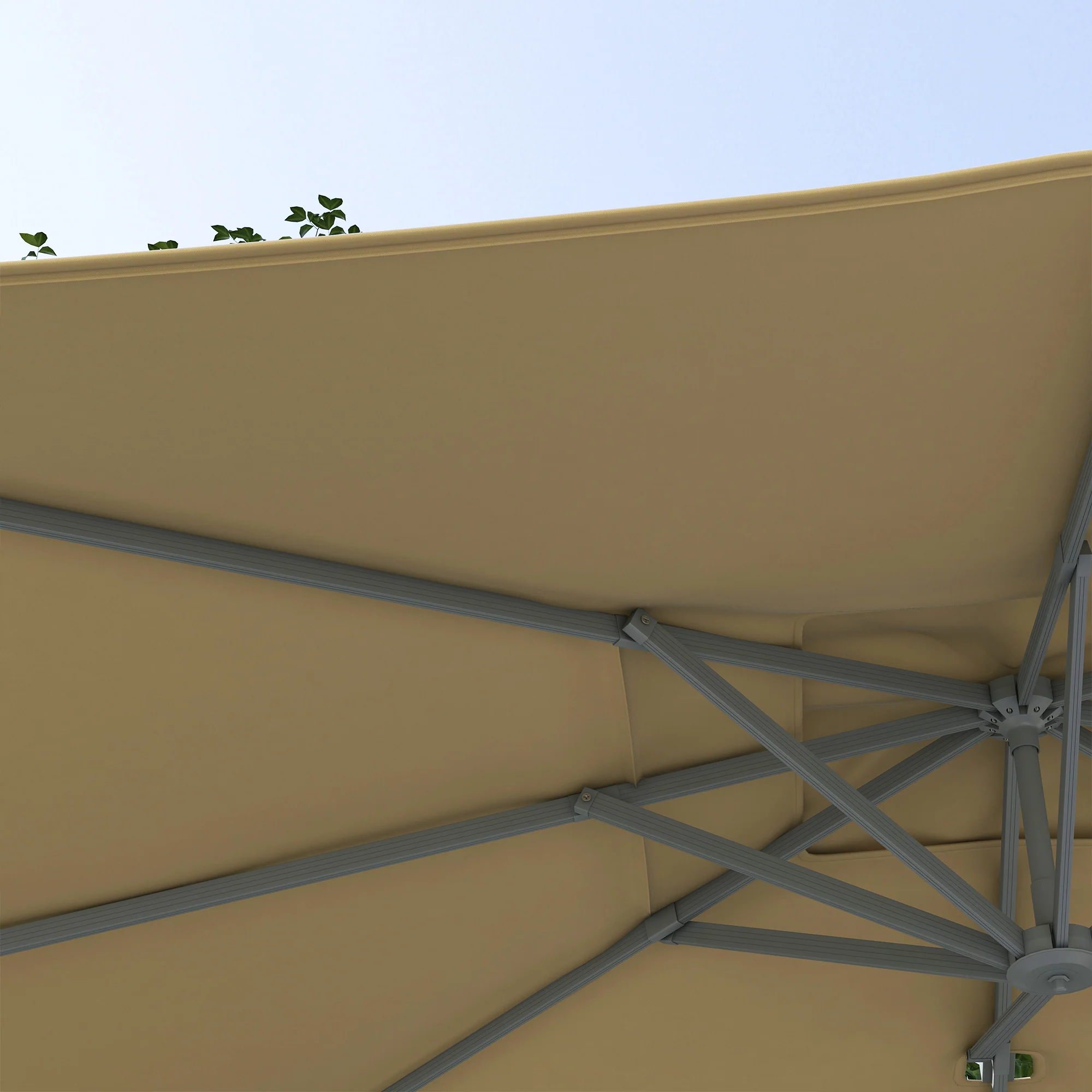 10' x 13' Cantilever Patio Umbrella with Windproof Straps, 4-Position Tilt, 360° Rotation, Khaki - Image 11