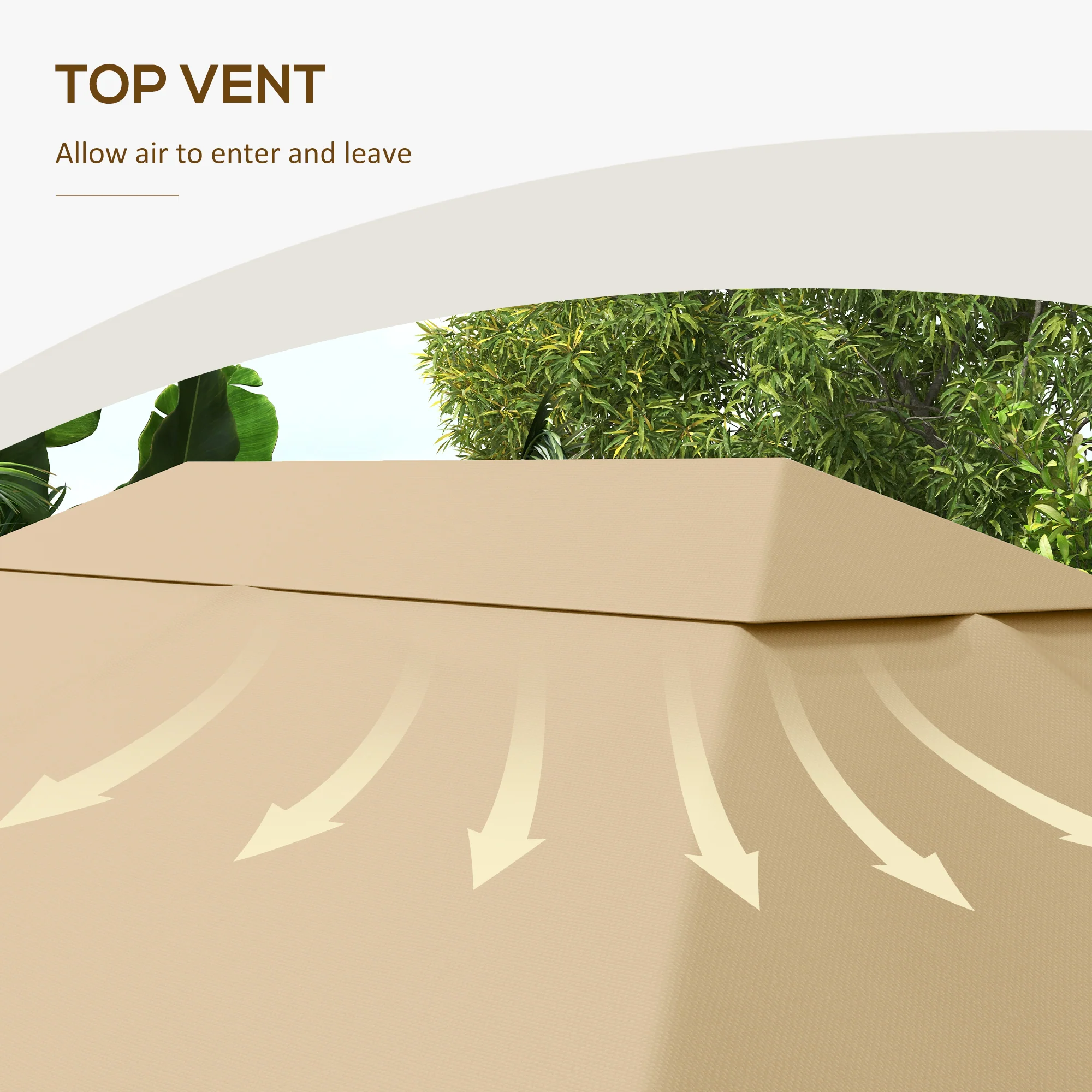 10' x 13' Gazebo Canopy Replacement with Vents and Drain Holes, Khaki - Image 7
