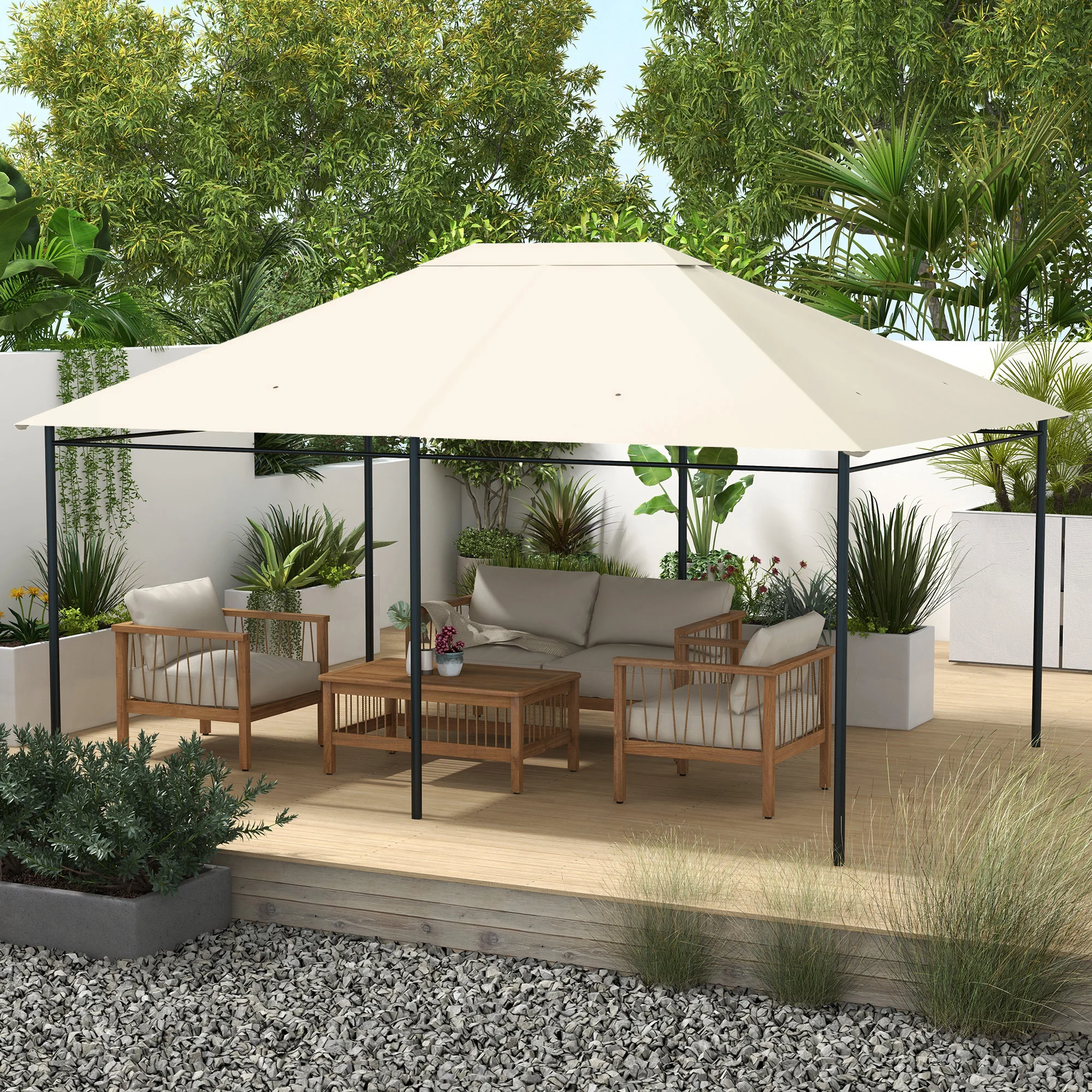 10' x 13' Gazebo Replacement Canopy Top Cover, Cream White - Image 3