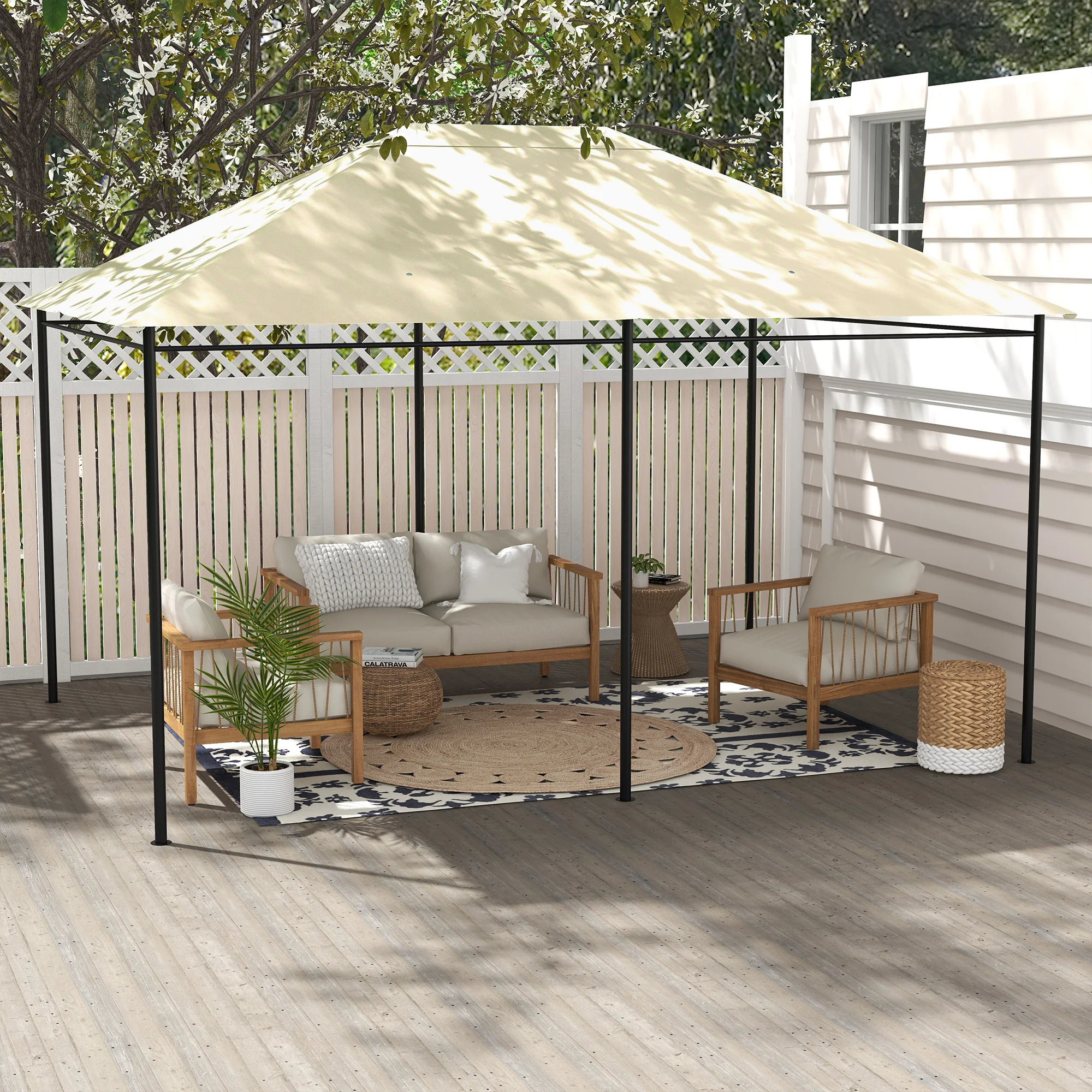 10' x 13' Gazebo Replacement Canopy Top Cover, Cream White - Image 4