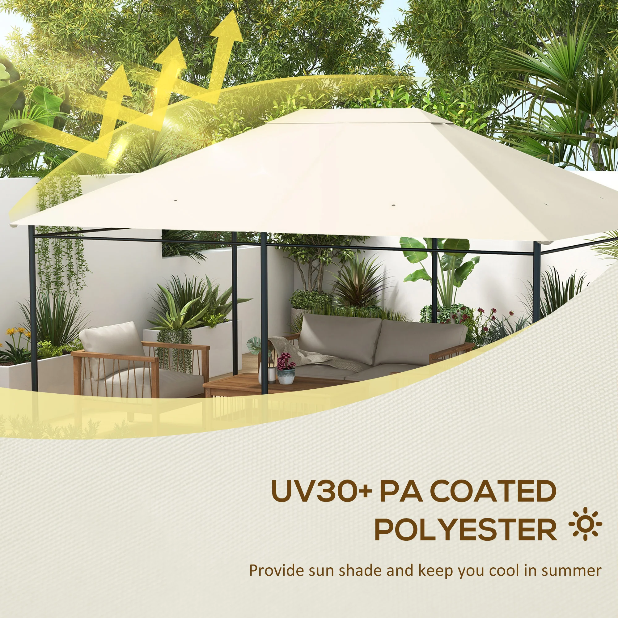10' x 13' Gazebo Replacement Canopy Top Cover, Cream White - Image 6