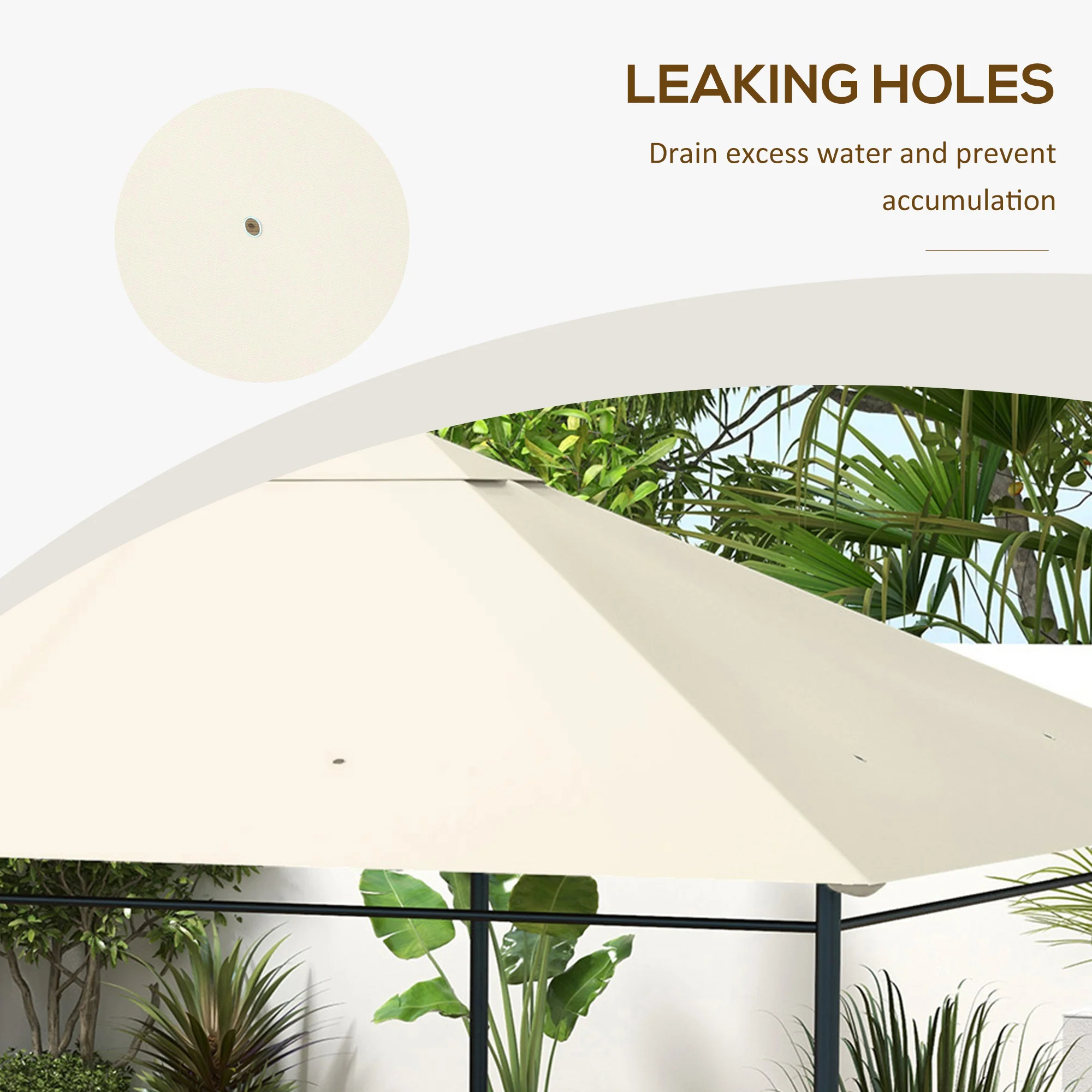 10' x 13' Gazebo Replacement Canopy Top Cover, Cream White - Image 9