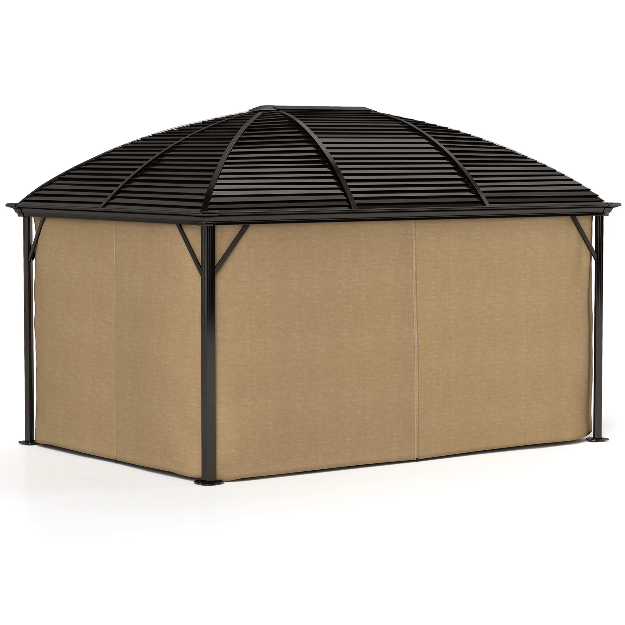 10' x 13' Hardtop Gazebo with Galvanized Steel Roof & Mosquito Netting, Brown - Image 2