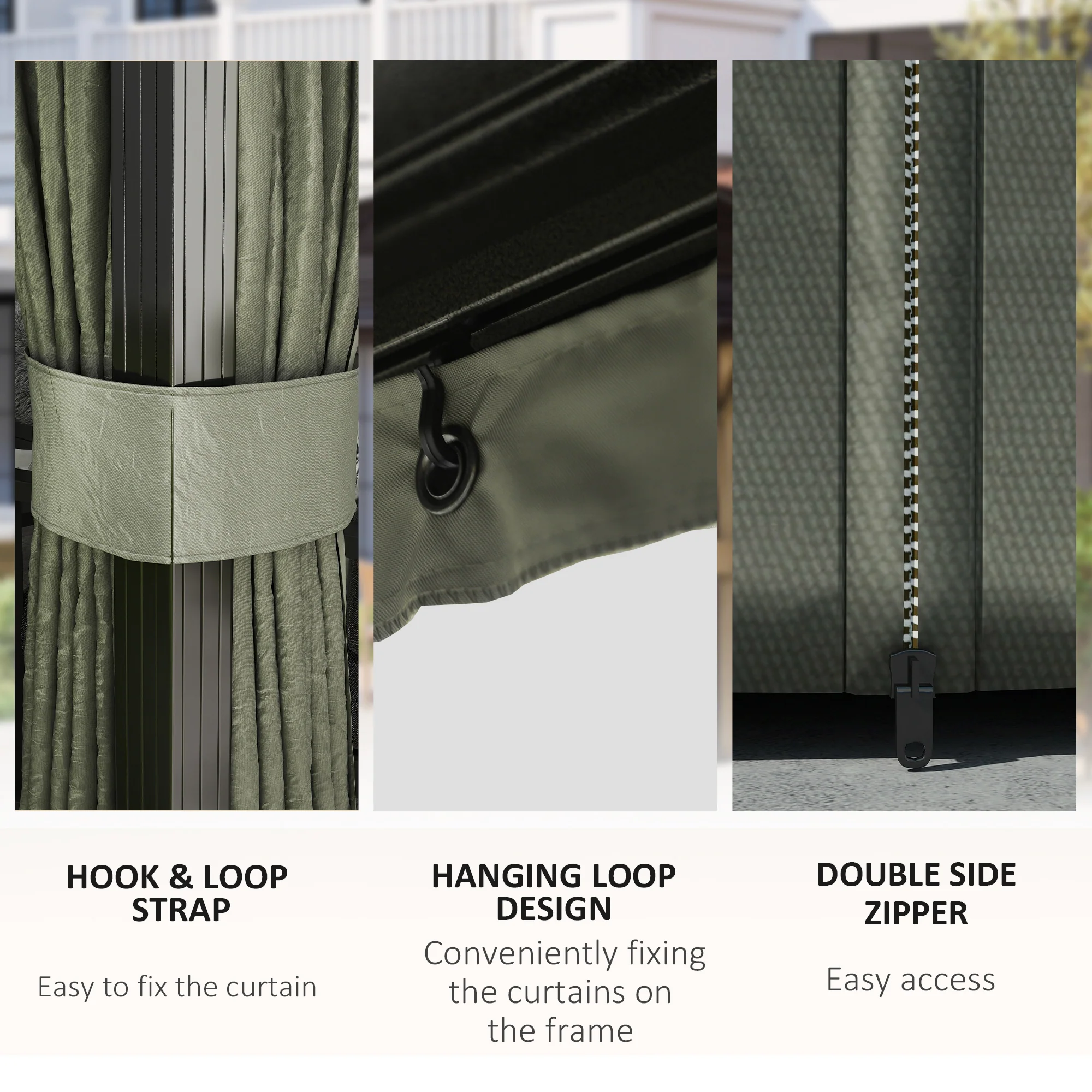 10' x 13' Hardtop Gazebo with Galvanized Steel Roof & Mosquito Netting, Dark Grey - Image 10