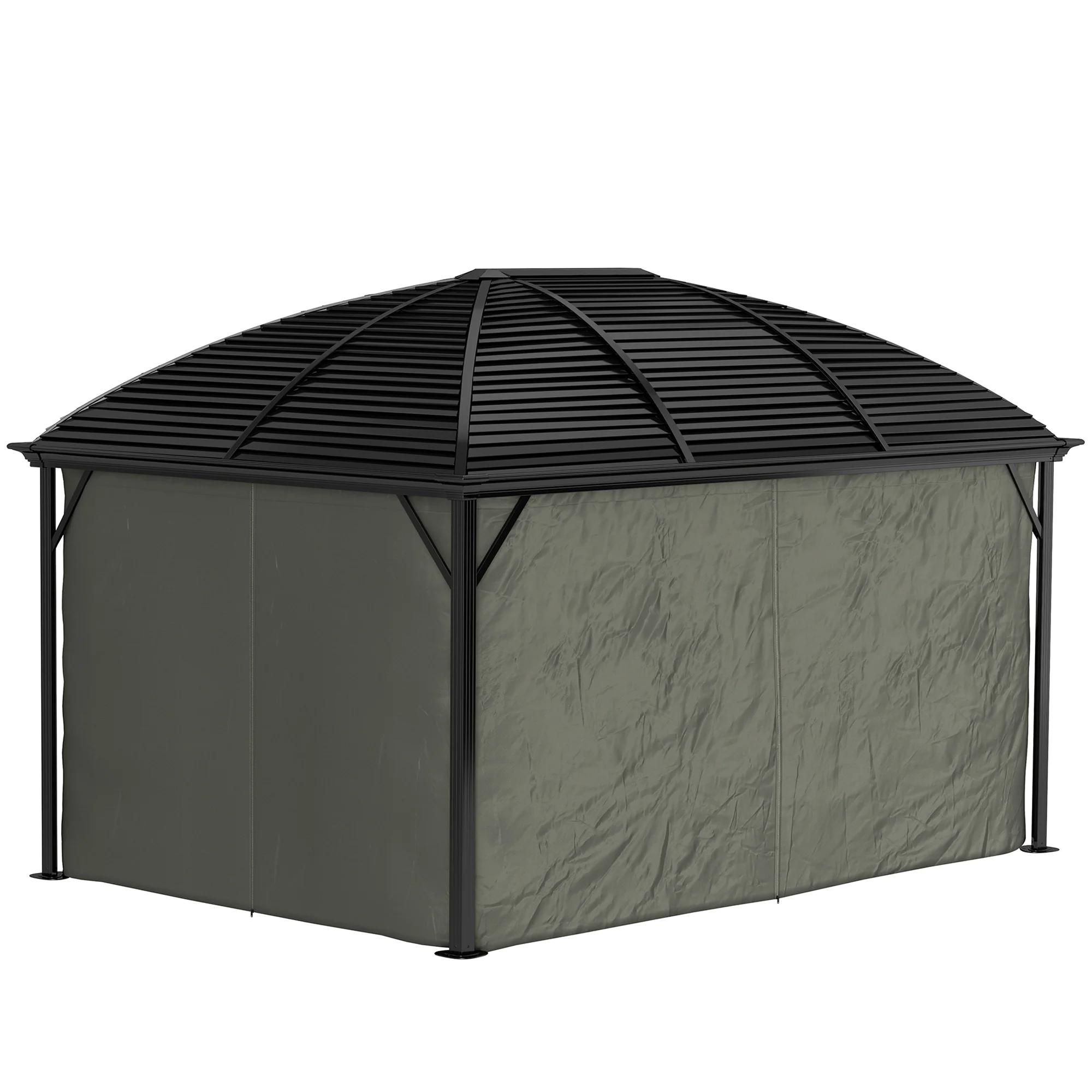 10' x 13' Hardtop Gazebo with Galvanized Steel Roof & Mosquito Netting, Dark Grey - Image 2
