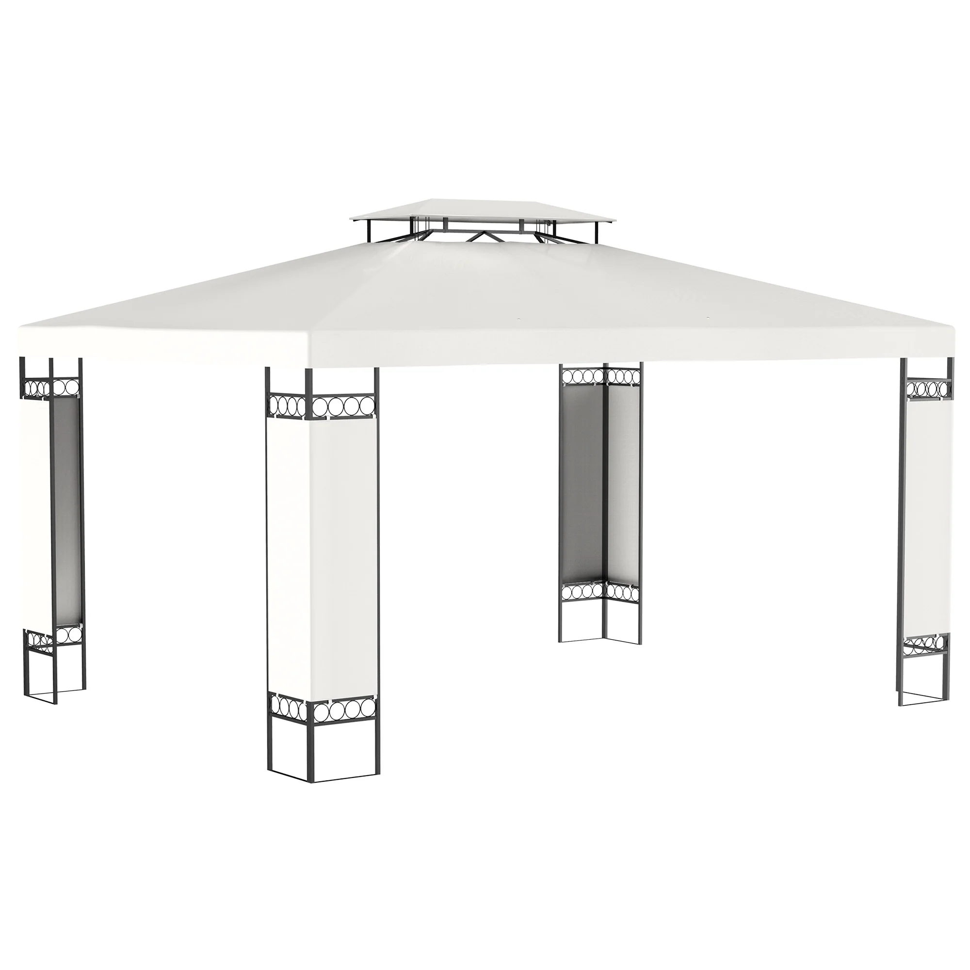 10' x 13' Outdoor Gazebo with Double Roof and Screen Panels, White - Image 12