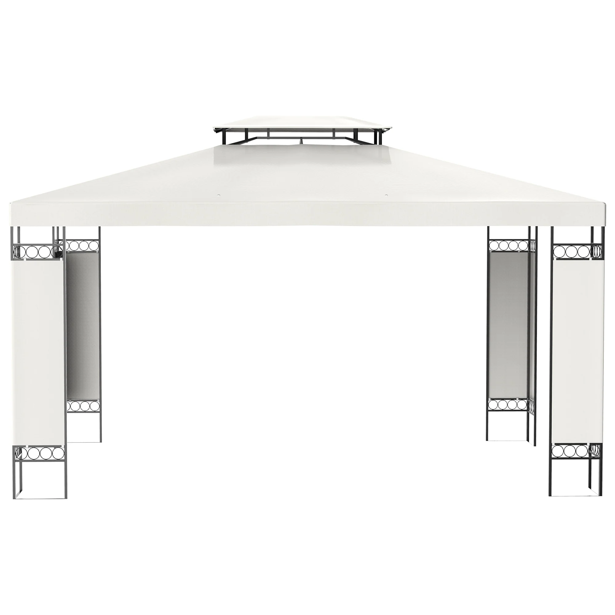 10' x 13' Outdoor Gazebo with Double Roof and Screen Panels, White - Image 9