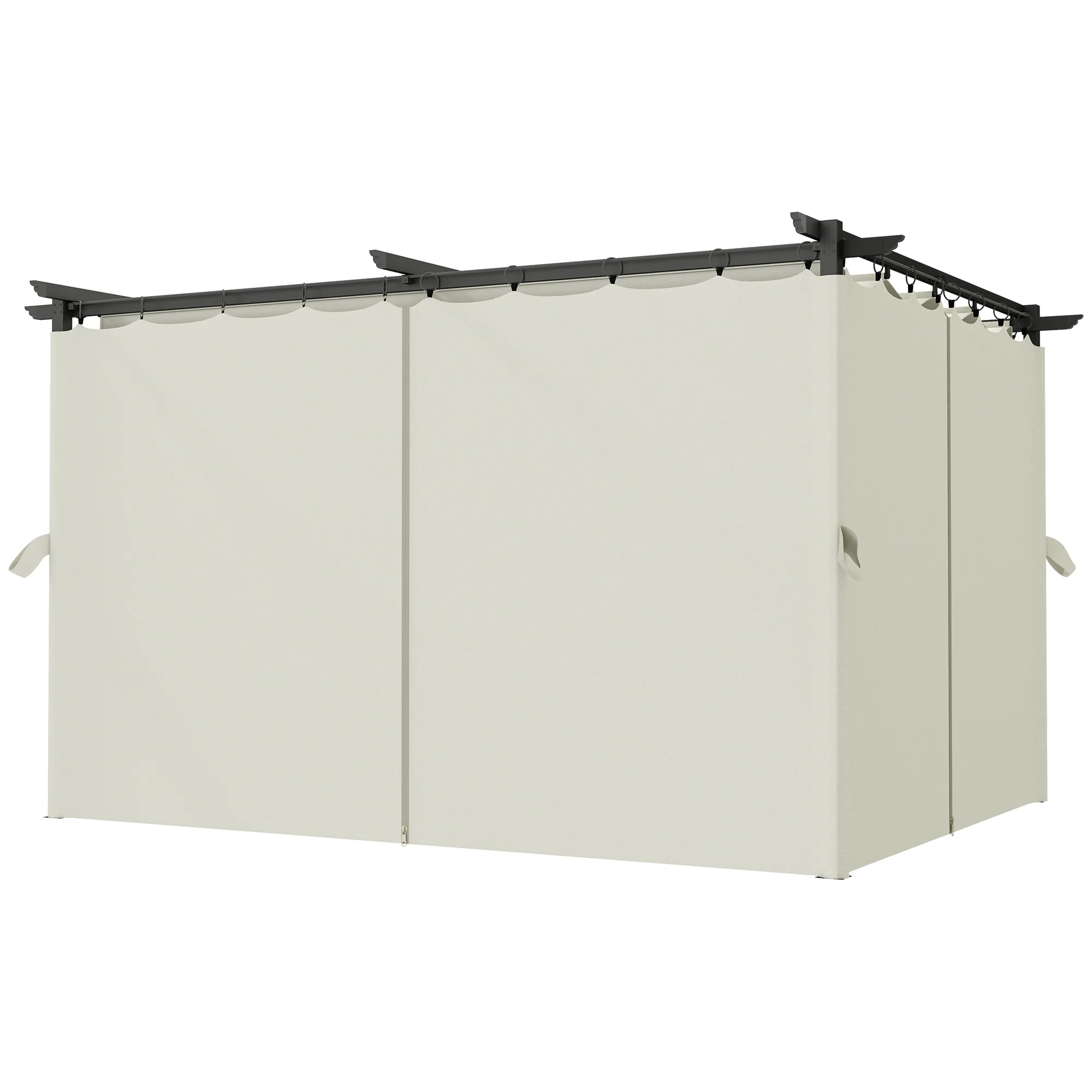 10' x 13' Retractable Pergola Canopy with Curtains, Cream White - Image 2