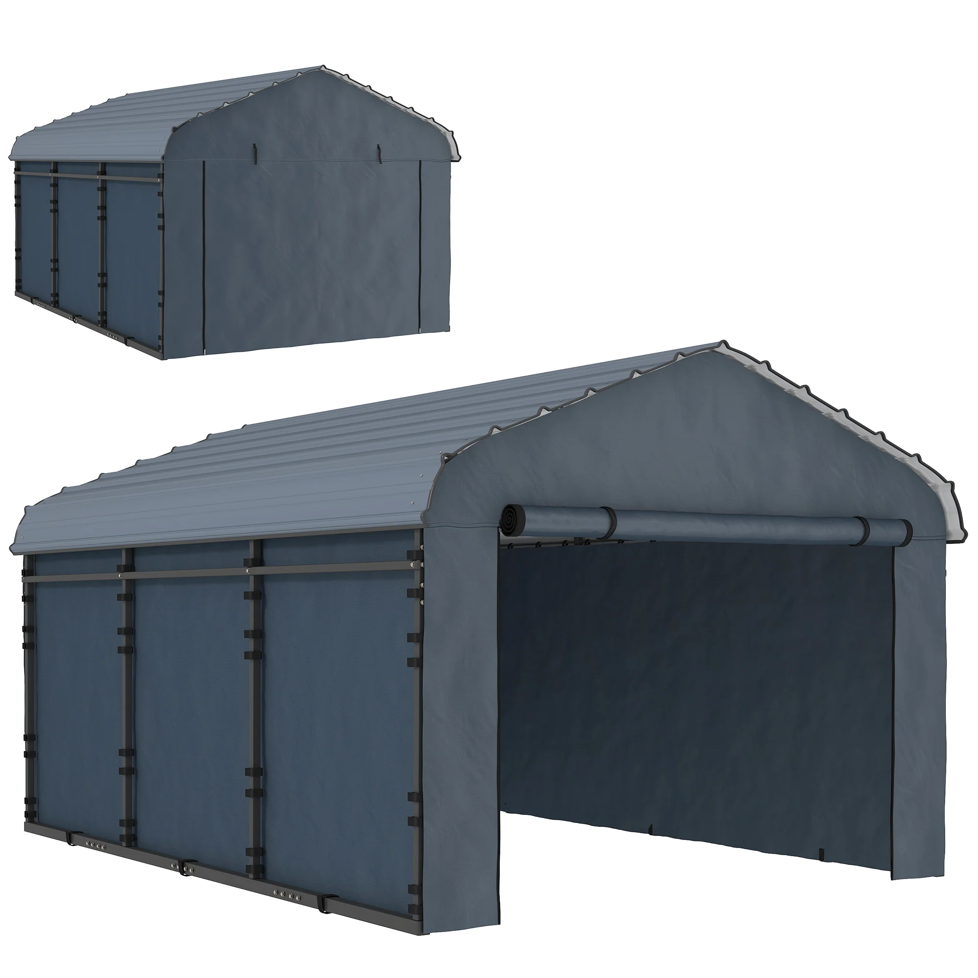 10' x 15' Waterproof Metal Carport with Removable Sidewalls