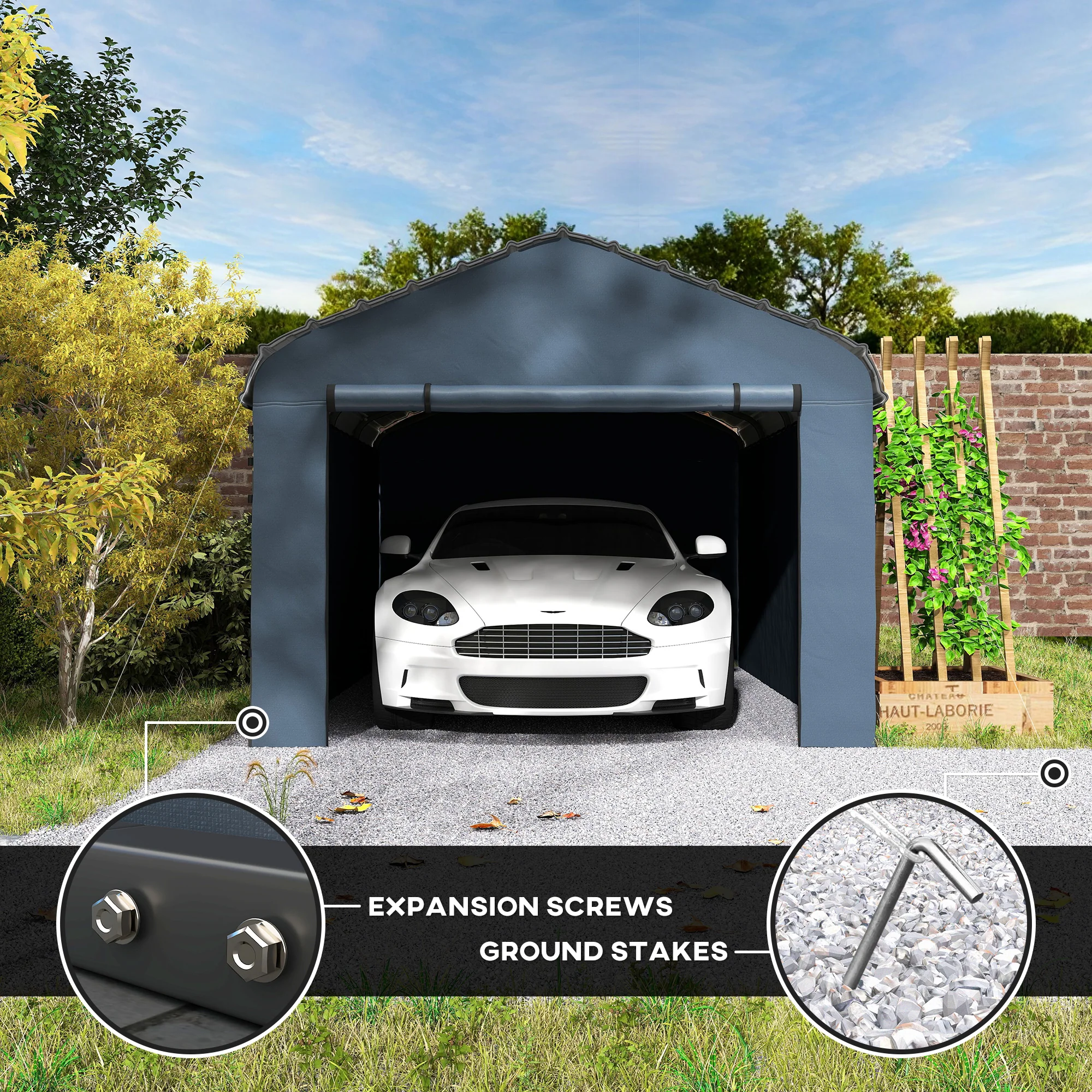 10' x 15' Waterproof Metal Carport with Removable Sidewalls - Image 10