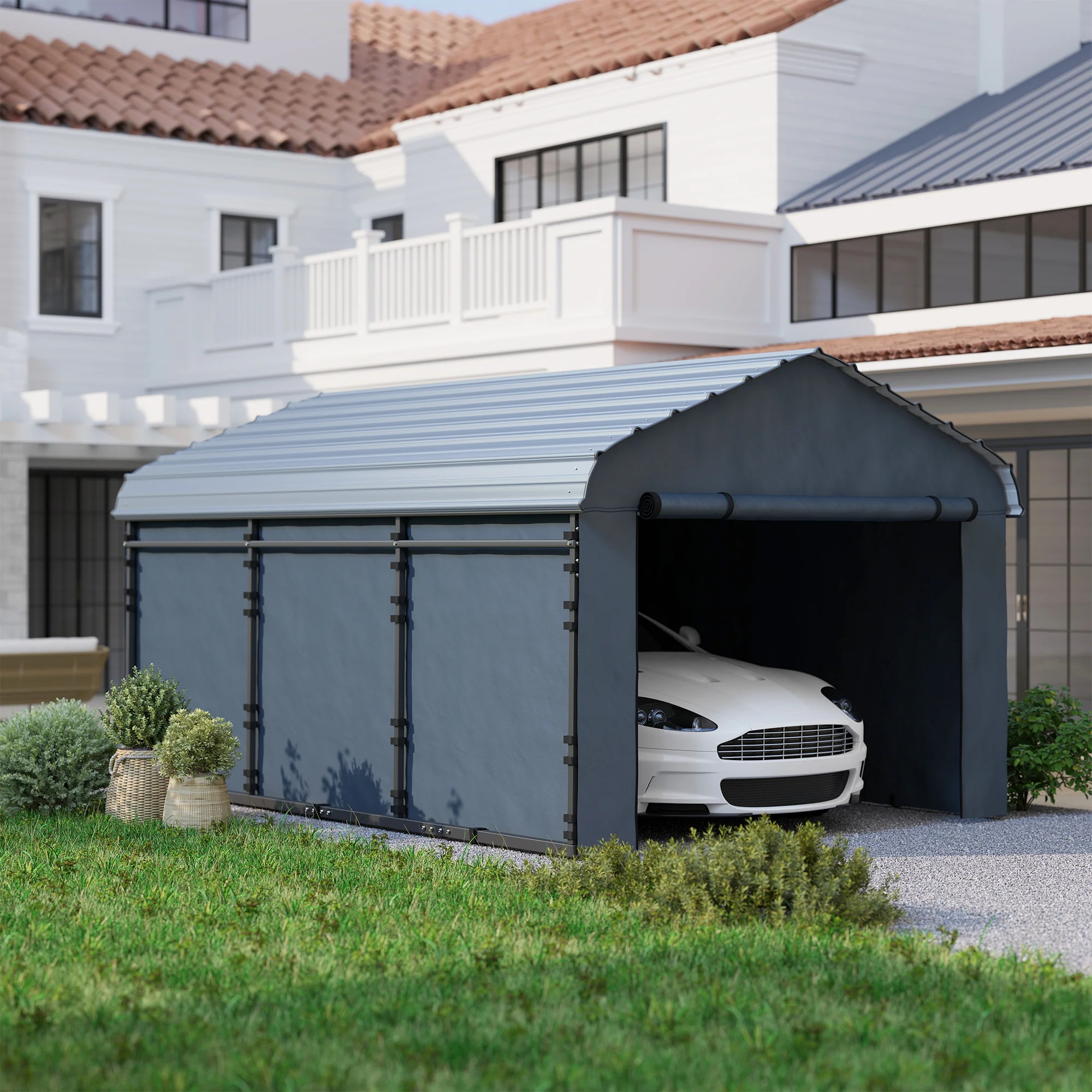 10' x 15' Waterproof Metal Carport with Removable Sidewalls - Image 11