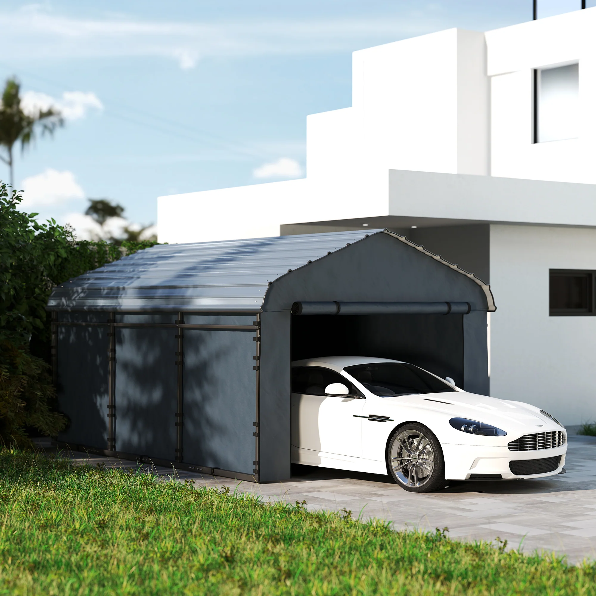 10' x 15' Waterproof Metal Carport with Removable Sidewalls - Image 3