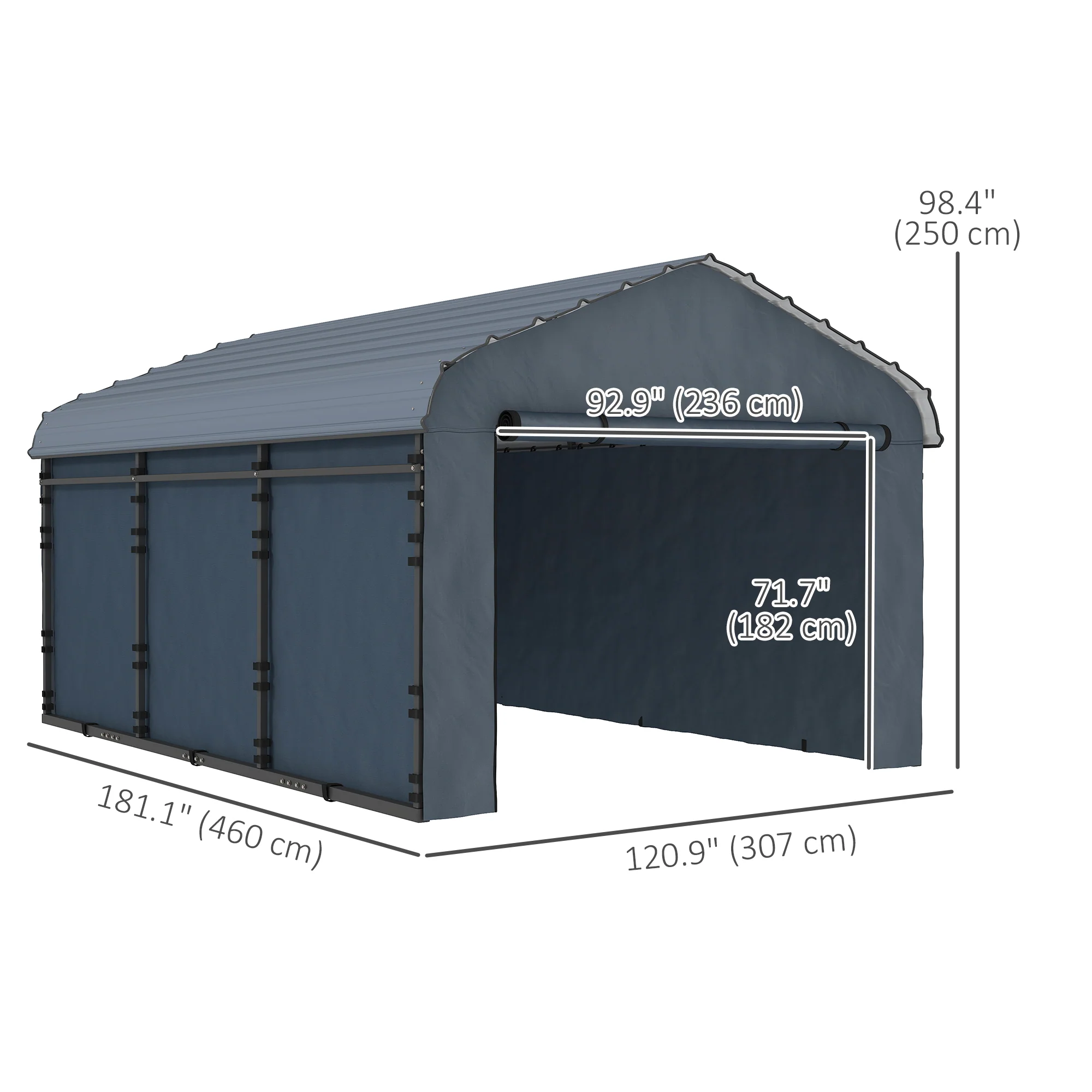 10' x 15' Waterproof Metal Carport with Removable Sidewalls - Image 5