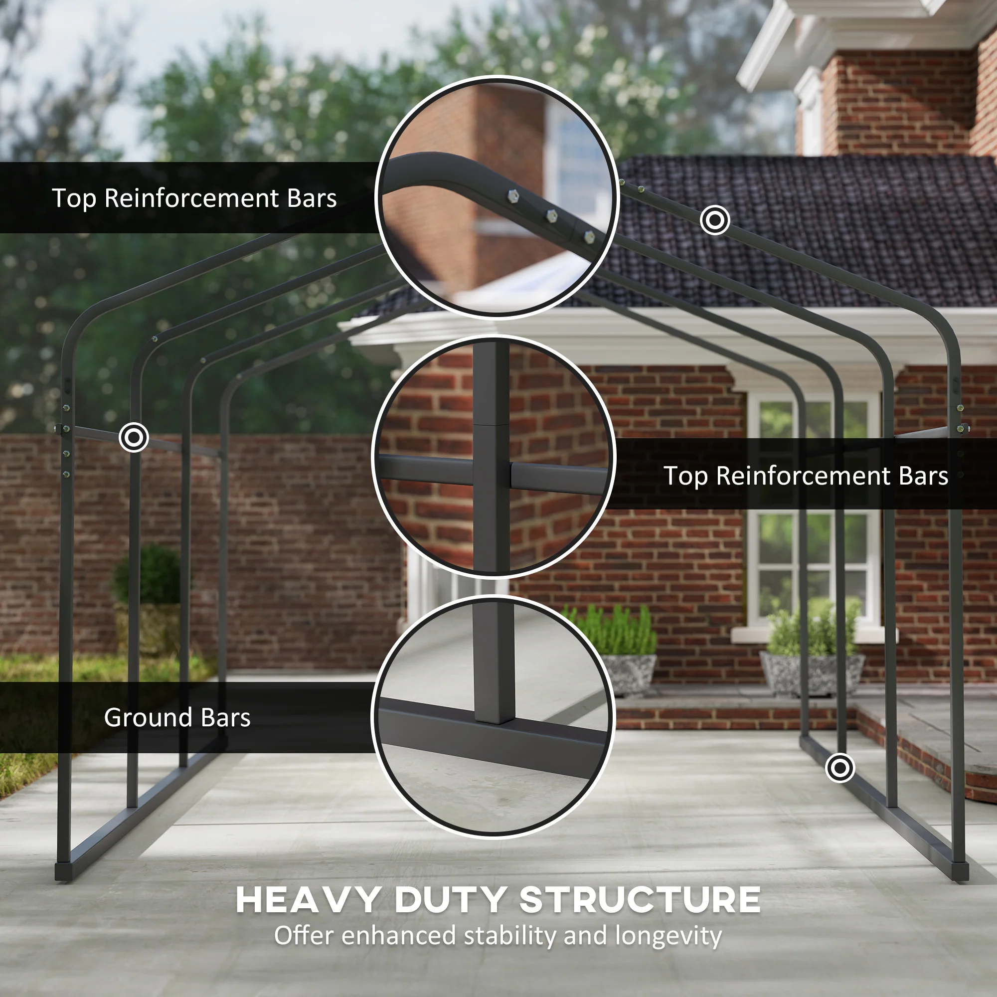 10' x 15' Waterproof Metal Carport with Removable Sidewalls - Image 7