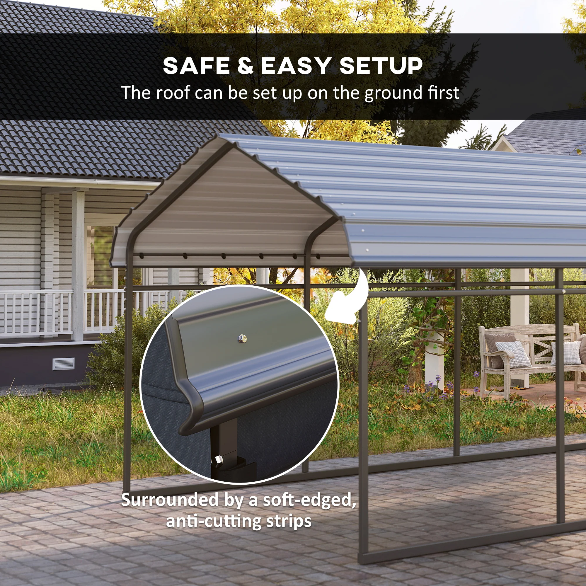 10' x 15' Waterproof Metal Carport with Removable Sidewalls - Image 9