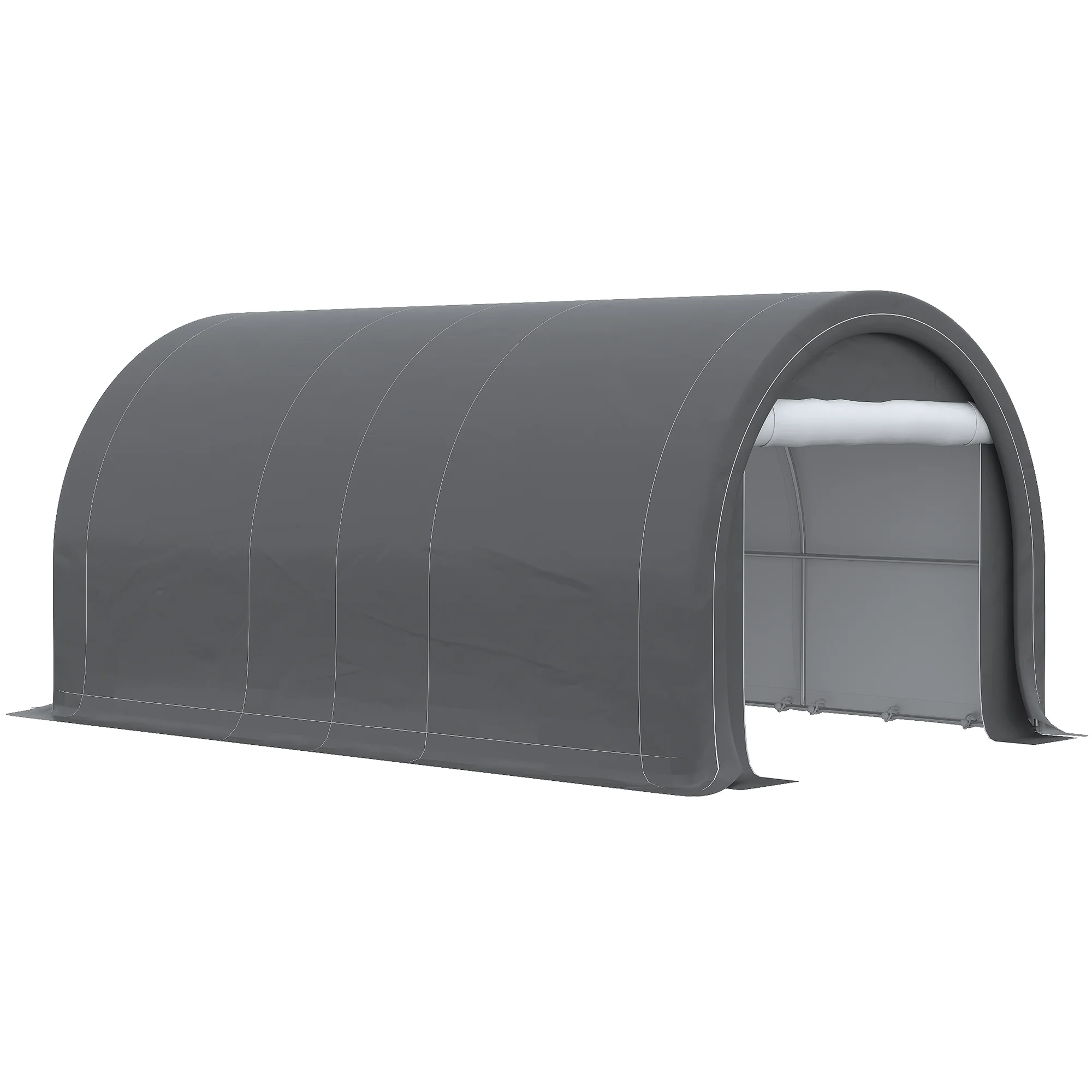 10' x 16' Portable Garage with Zippered Door & Anti UV PE Cover, Grey - Image 10
