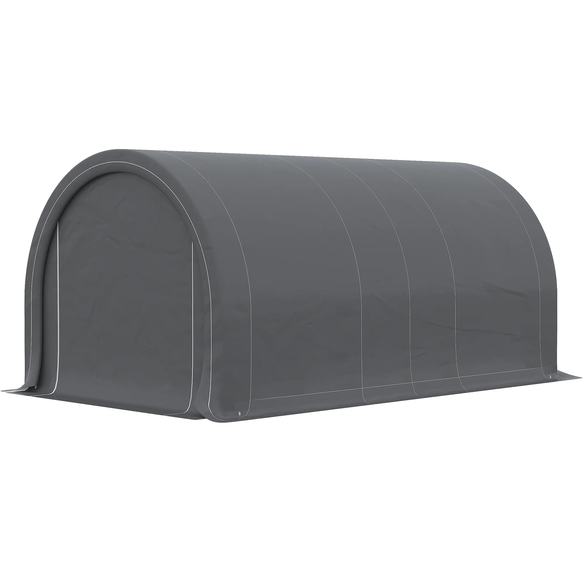 10' x 16' Portable Garage with Zippered Door & Anti UV PE Cover, Grey - Image 11