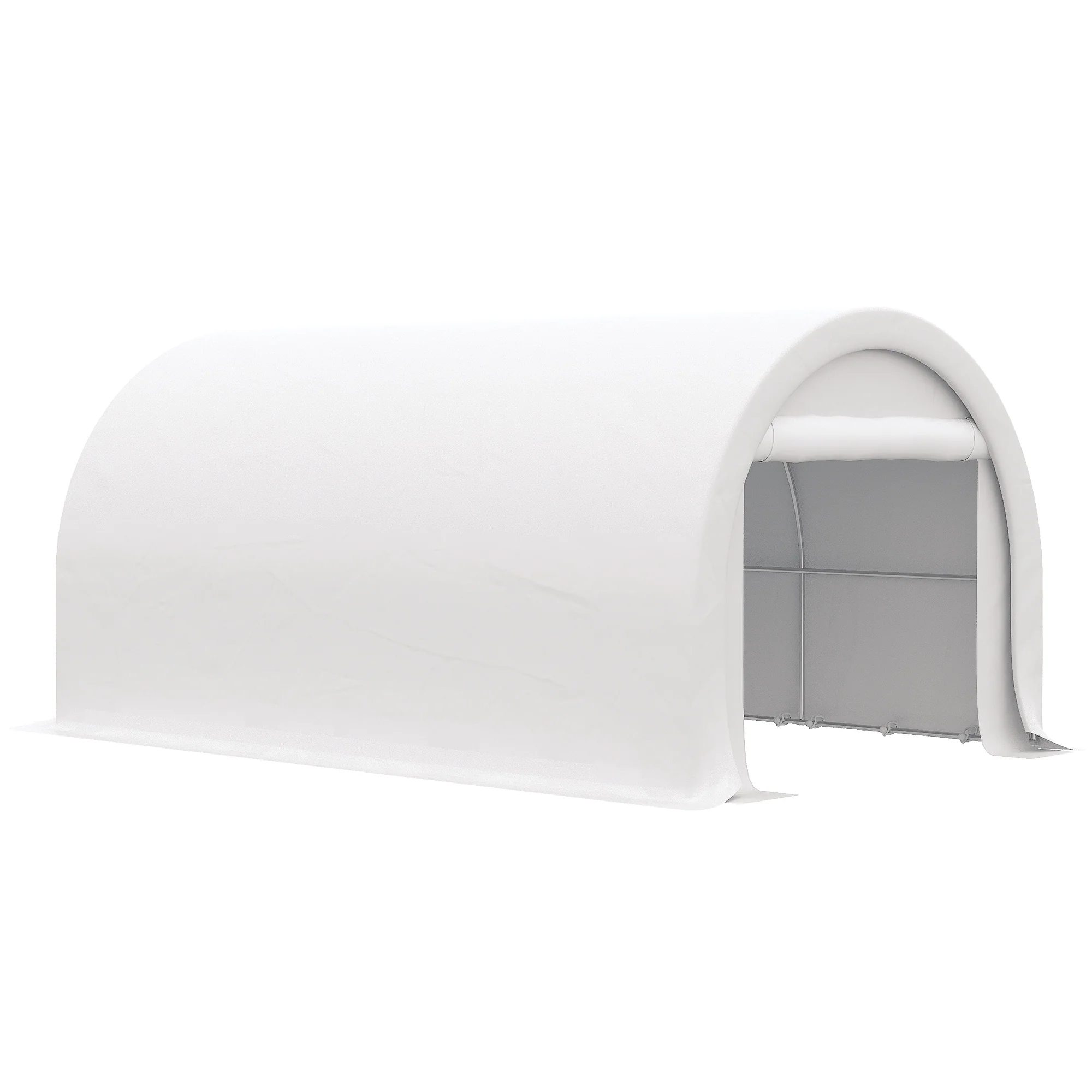 10' x 16' Portable Garage with Zippered Door and Anti-UV PE Cover, White - Image 10