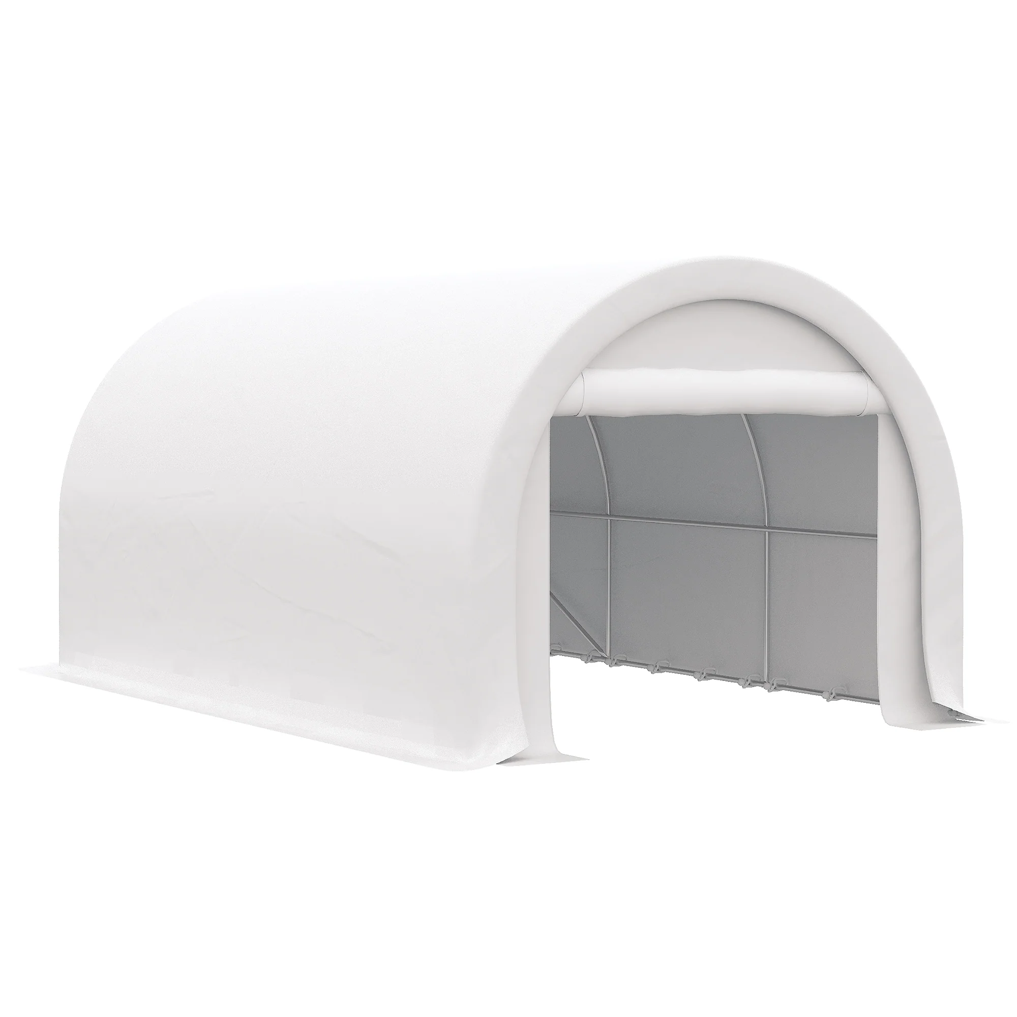 10' x 16' Portable Garage with Zippered Door and Anti-UV PE Cover, White - Image 12