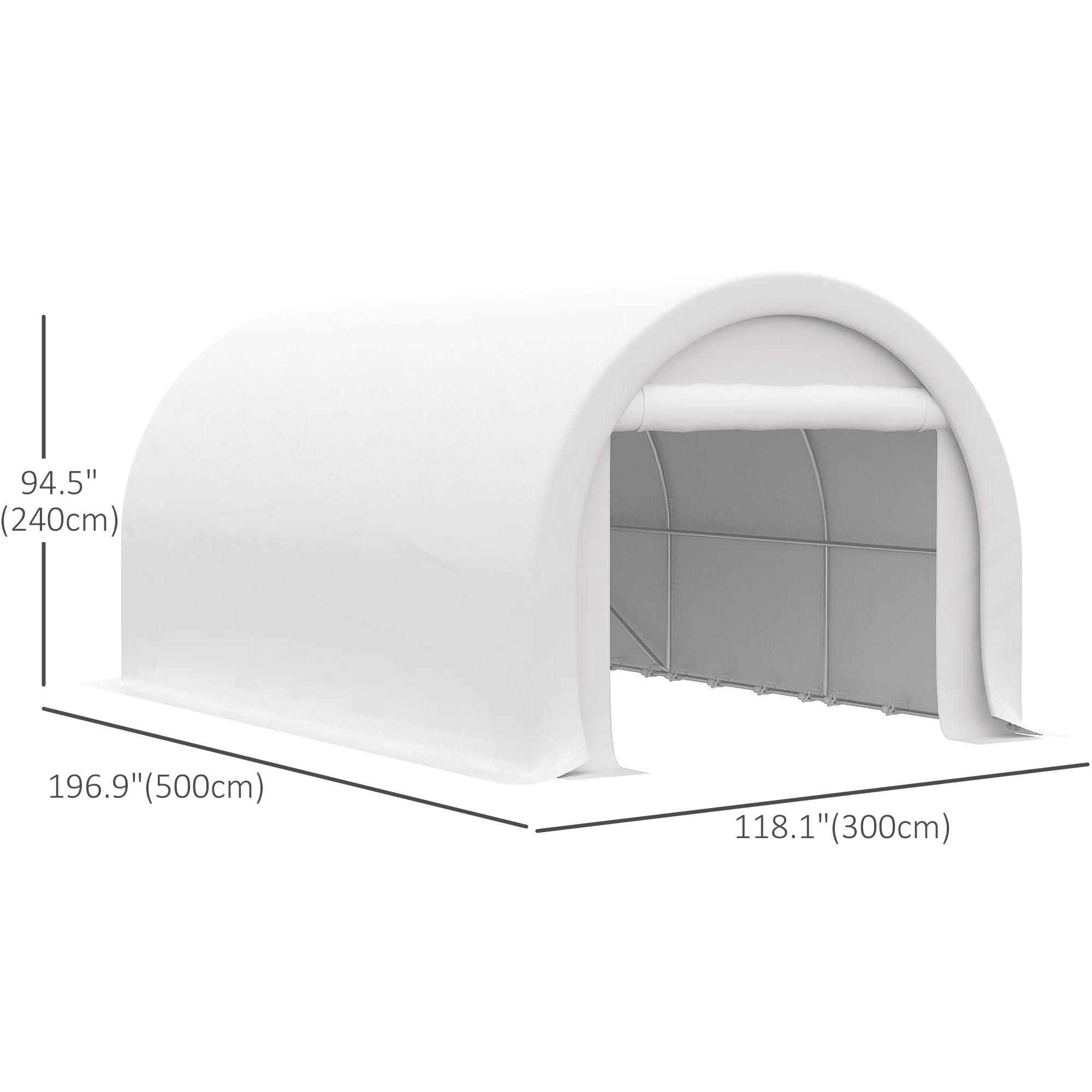10' x 16' Portable Garage with Zippered Door and Anti-UV PE Cover, White - Image 5