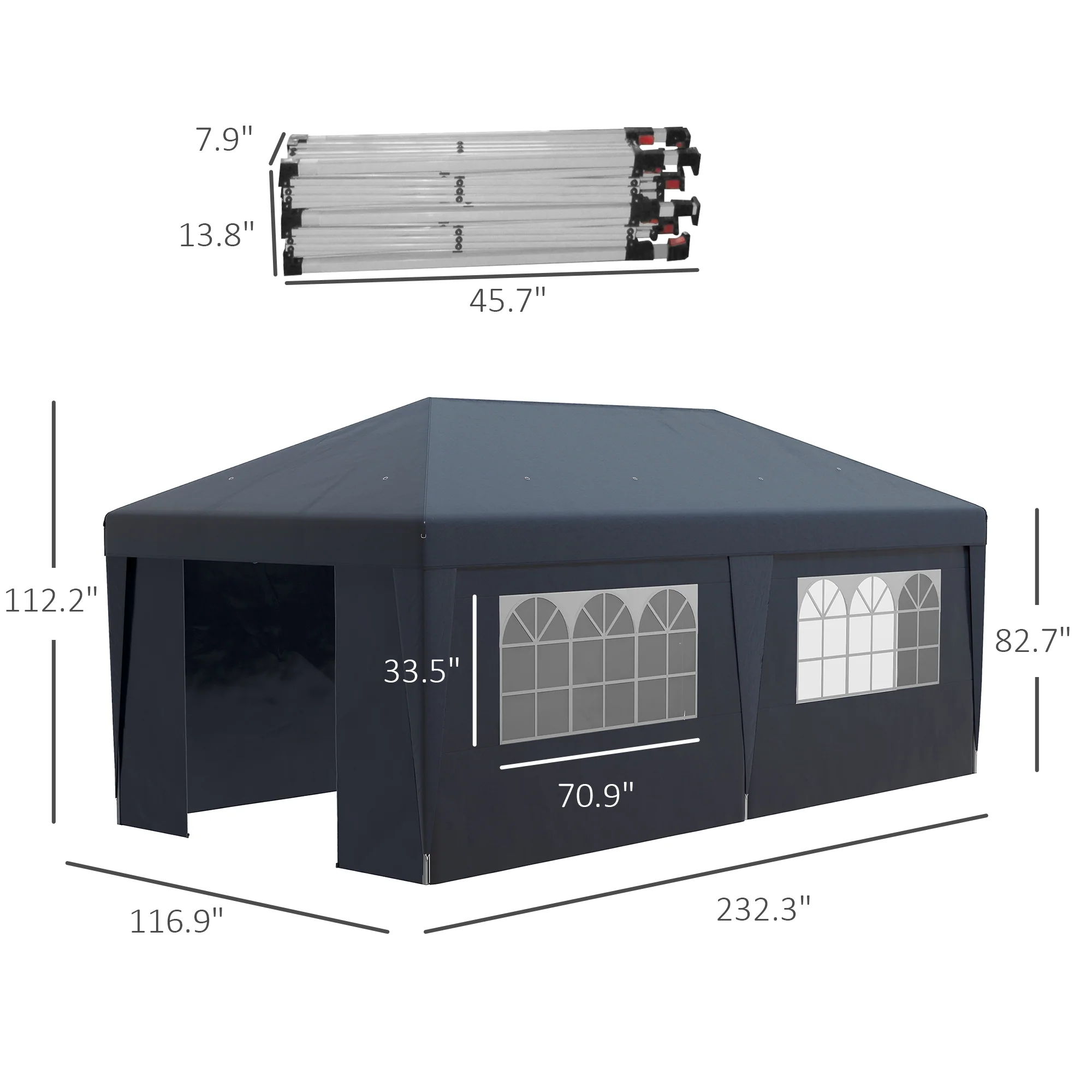 10' x 19.5' Pop Up Canopy Tent with Sidewalls, Dark Blue - Image 5