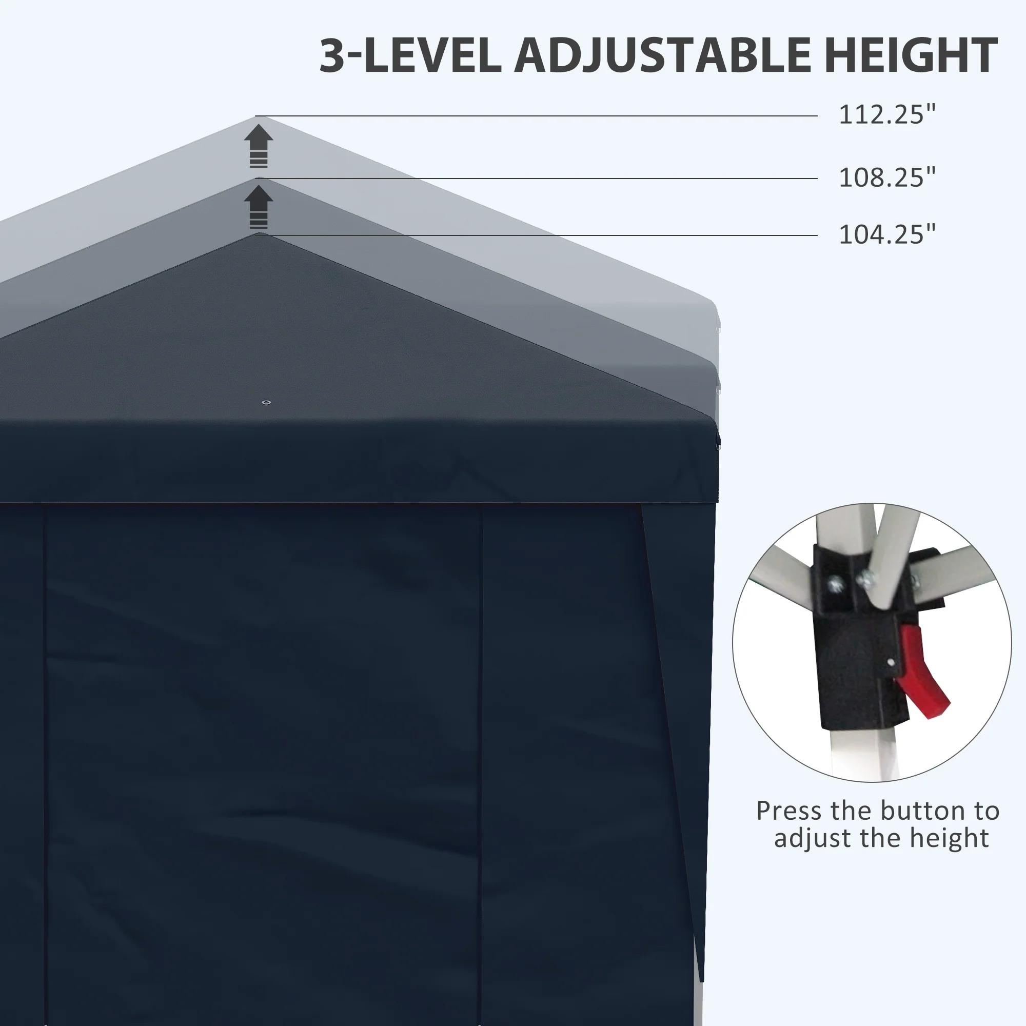 10' x 19.5' Pop Up Canopy Tent with Sidewalls, Dark Blue - Image 7