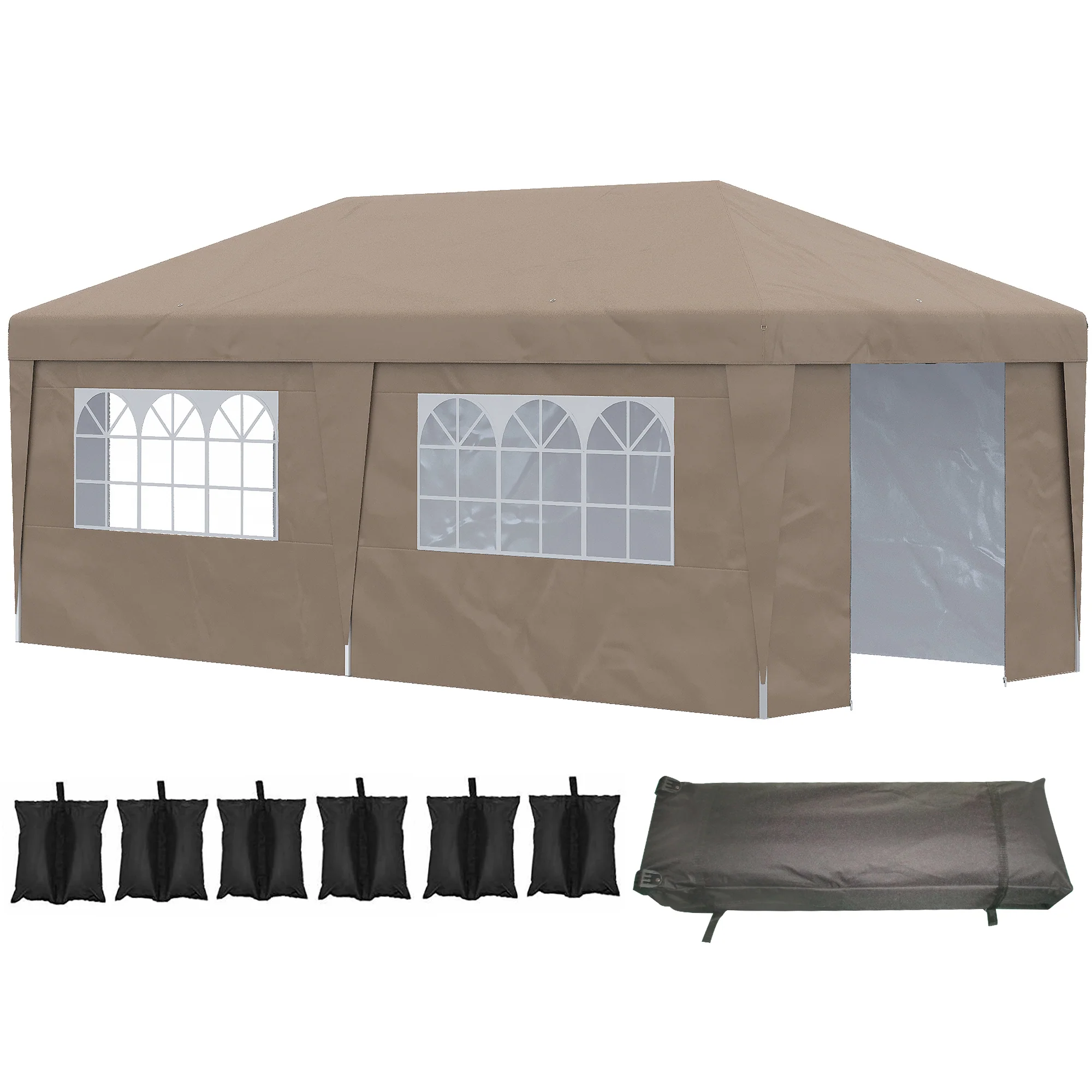 10' x 19.5' Pop Up Canopy Tent with Sidewalls, Brown - Image 12