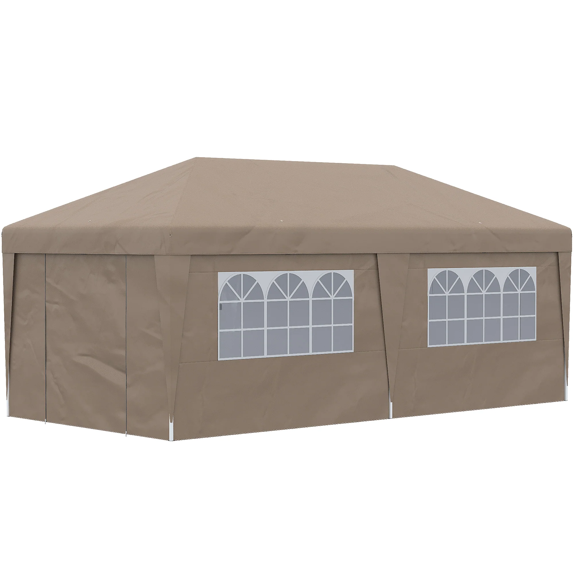 10' x 19.5' Pop Up Canopy Tent with Sidewalls, Brown - Image 2