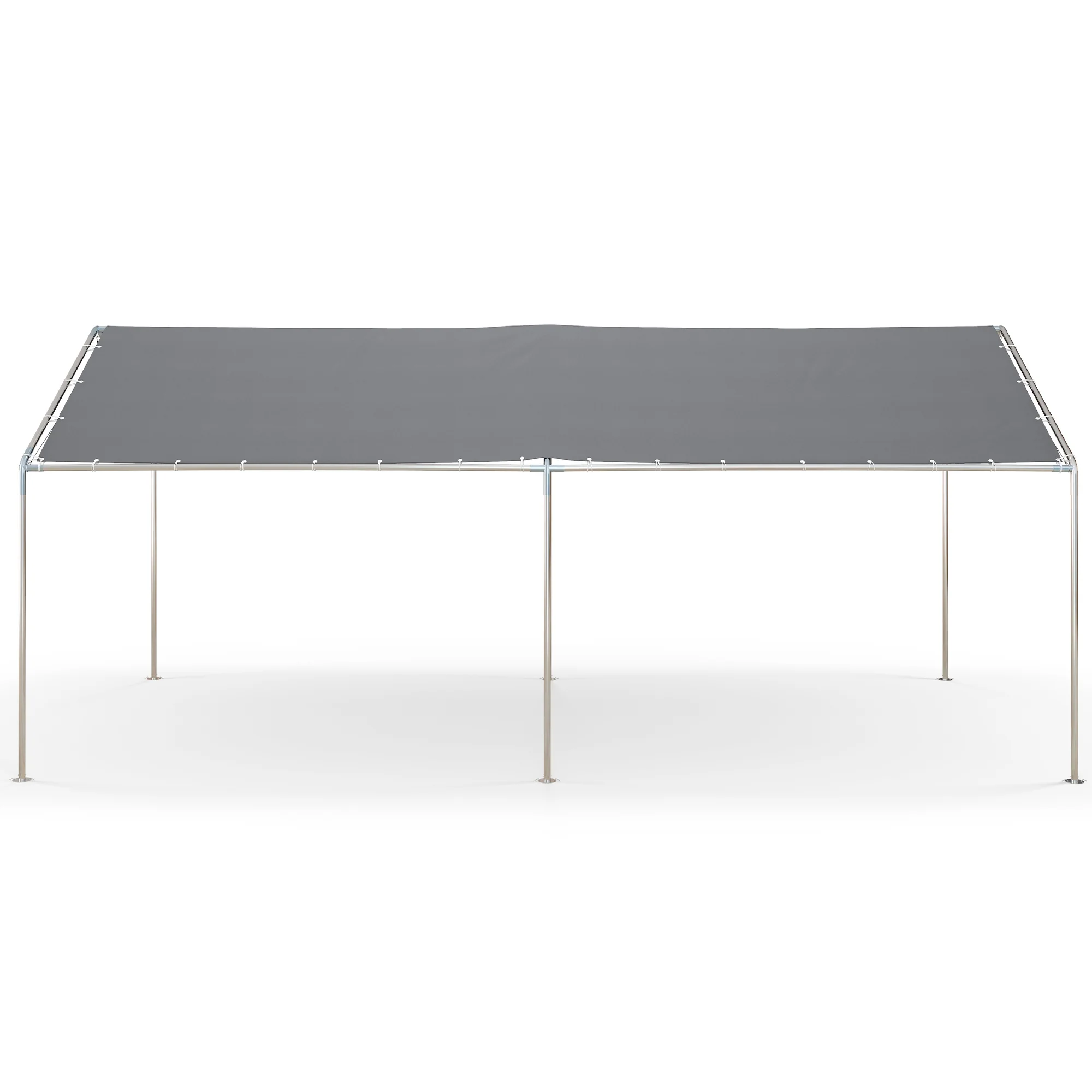 10' x 20' Galvanized Carport with Anchor Kit & Steel Cables, Grey - Image 2
