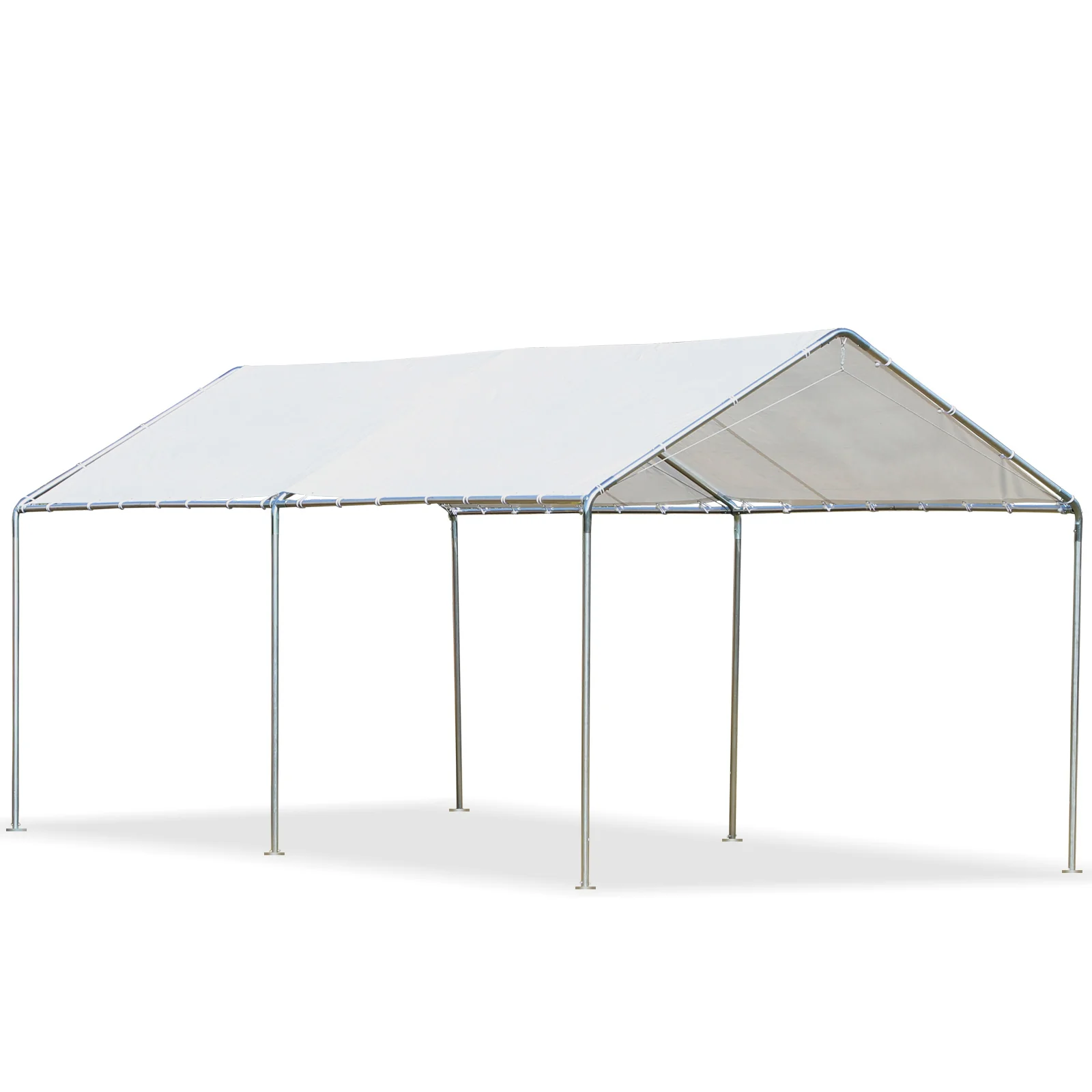 10' x 20' Galvanized Carport with Anchor Kit & Steel Cables, White - Image 2