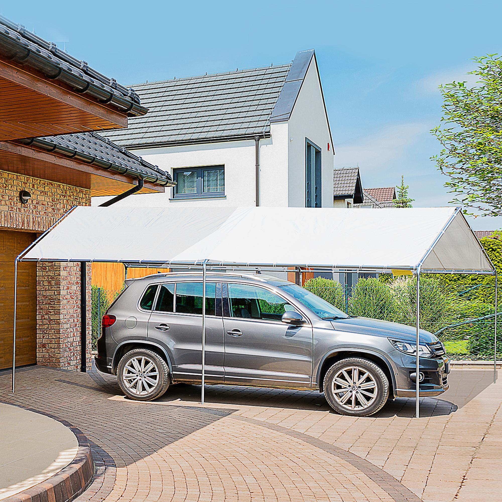 10' x 20' Galvanized Carport with Anchor Kit & Steel Cables, White - Image 3