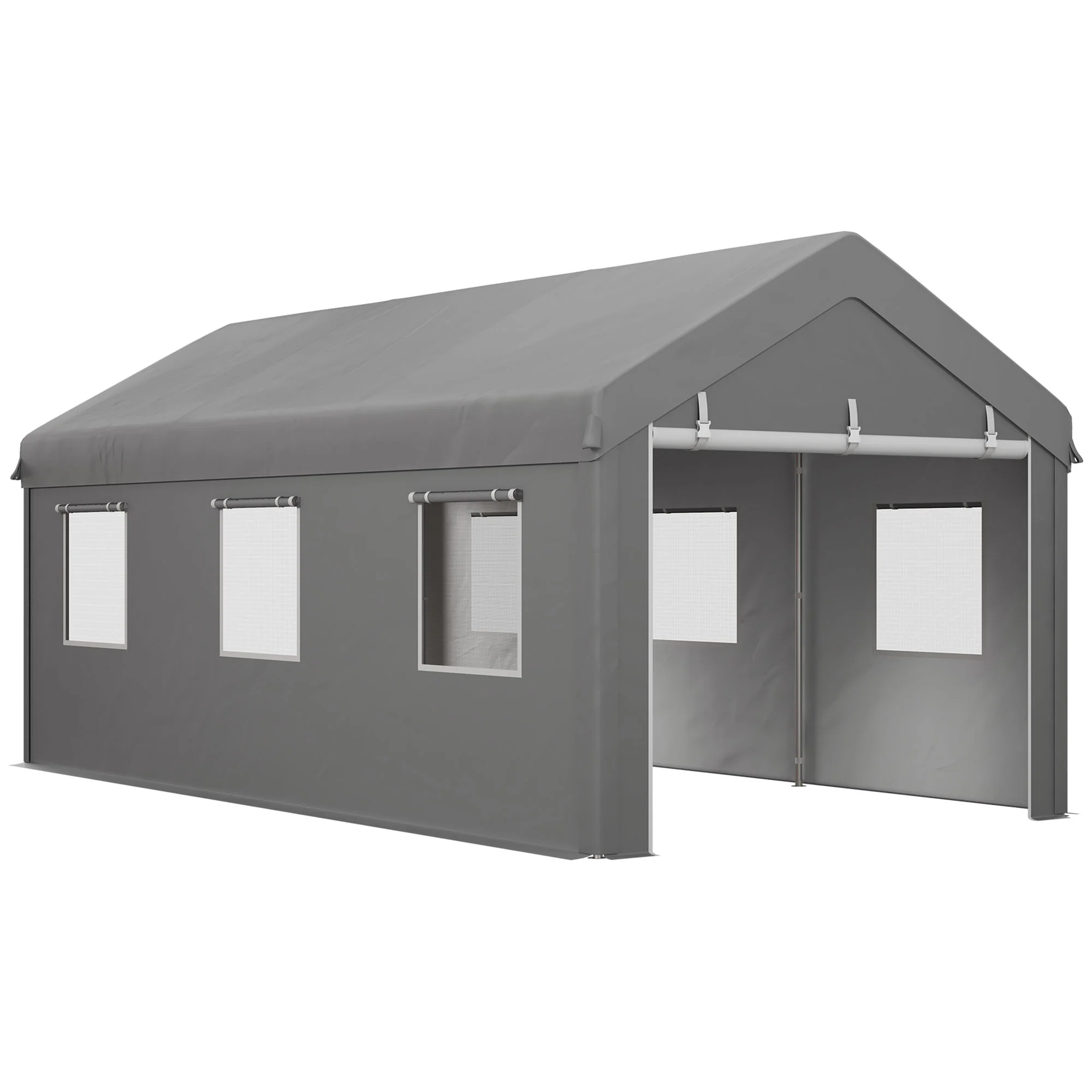 10' x 20' Portable Garage with 2 Roll-Up Doors & 6 Windows - Image 12
