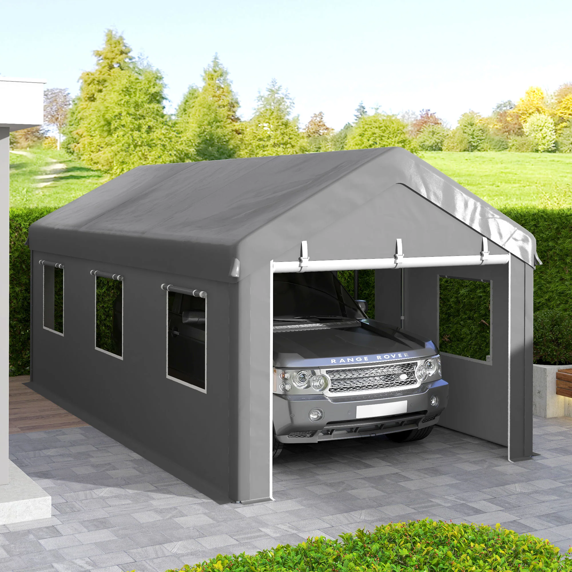 10' x 20' Portable Garage with 2 Roll-Up Doors & 6 Windows - Image 4