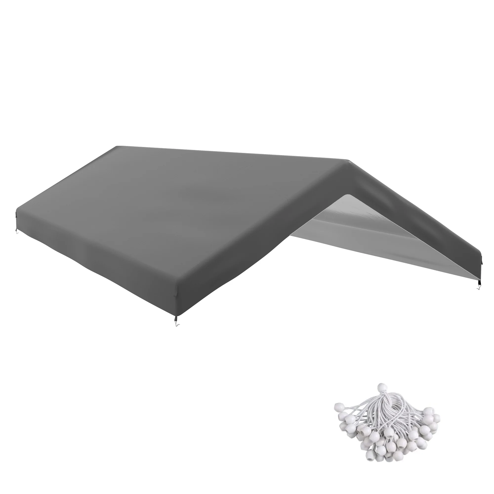 10' x 20' Carport Replacement Canopy with Bungee Cords, Dark Grey - Image 2