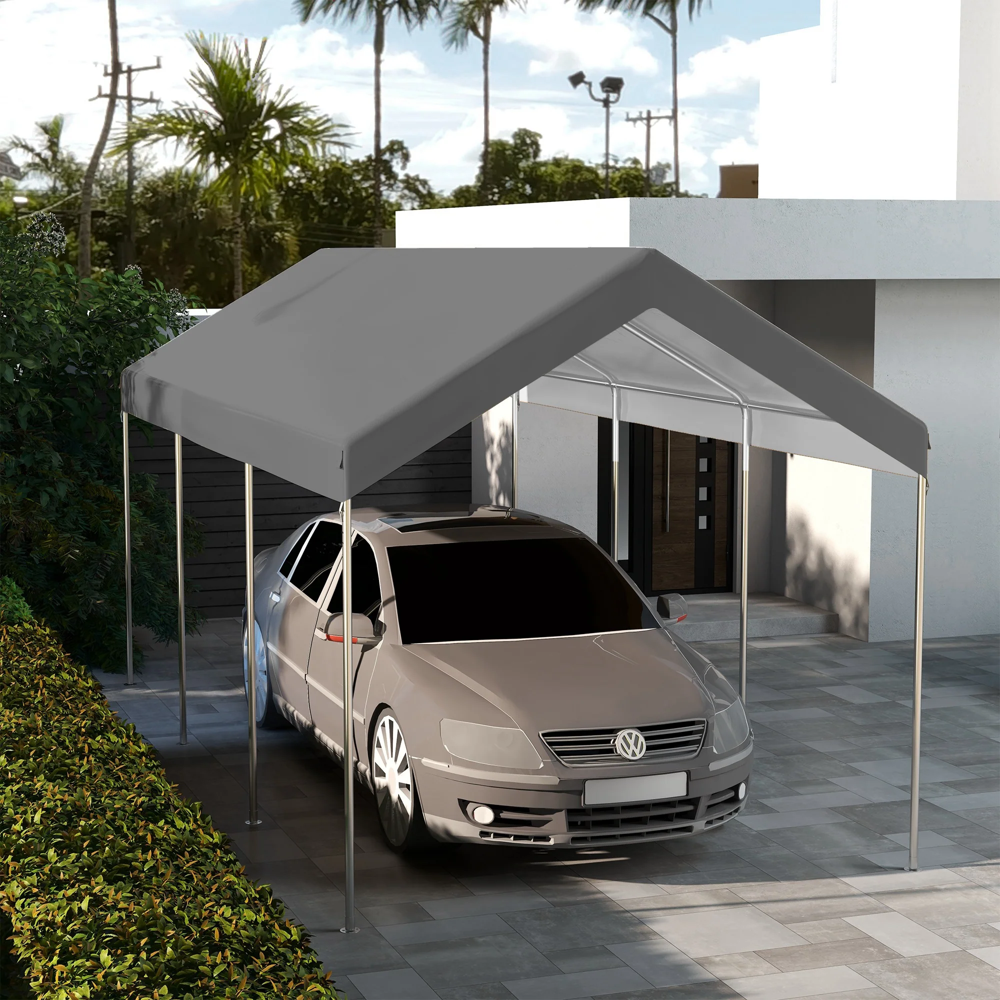 10' x 20' Carport Replacement Canopy with Bungee Cords, Dark Grey - Image 4