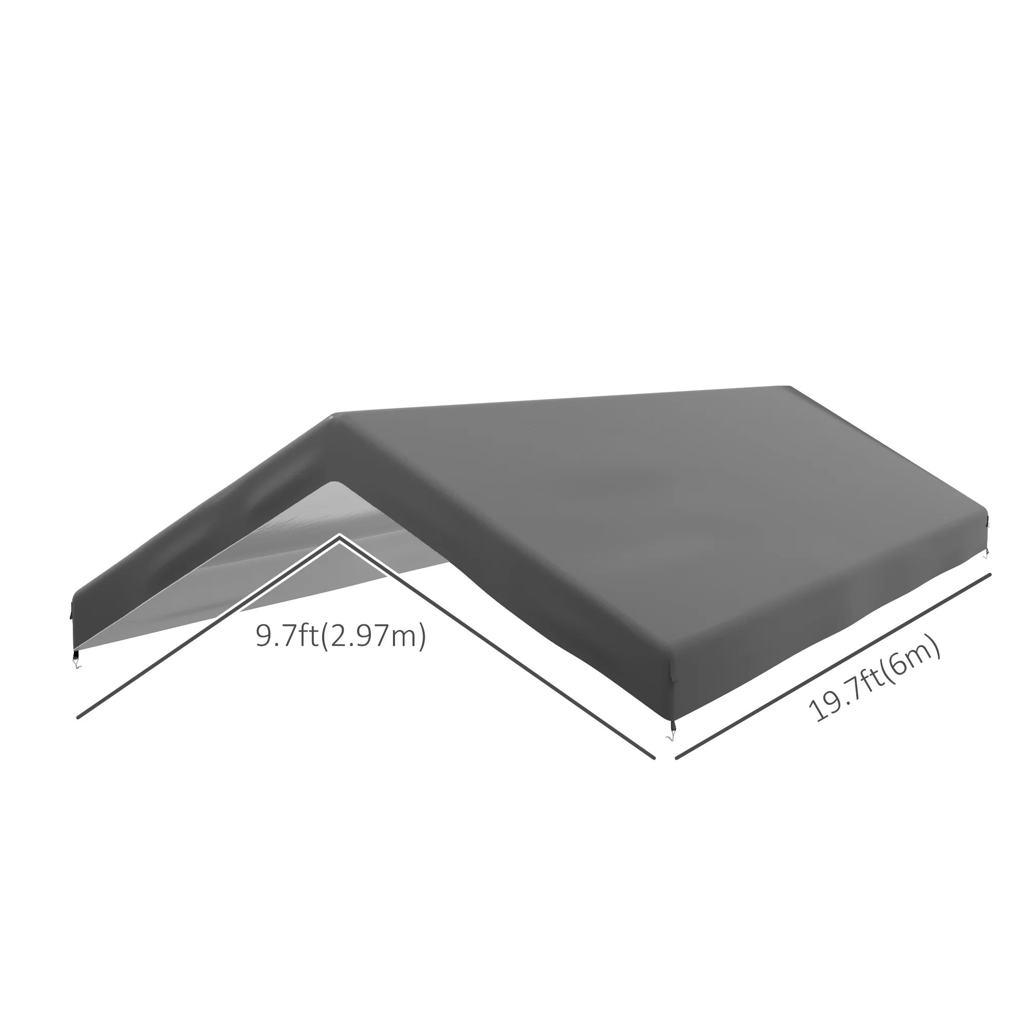 10' x 20' Carport Replacement Canopy with Bungee Cords, Dark Grey - Image 5