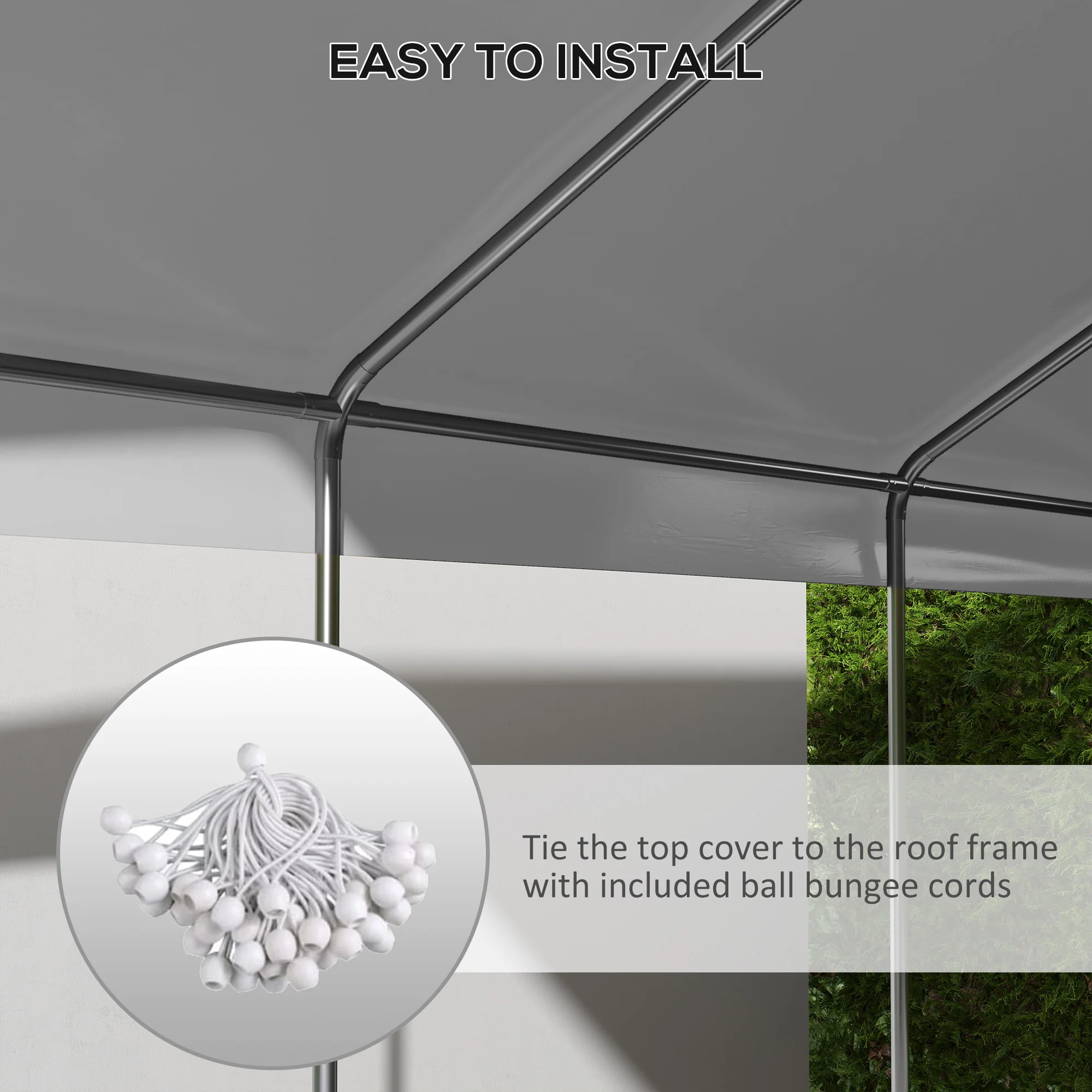 10' x 20' Carport Replacement Canopy with Bungee Cords, Dark Grey - Image 7