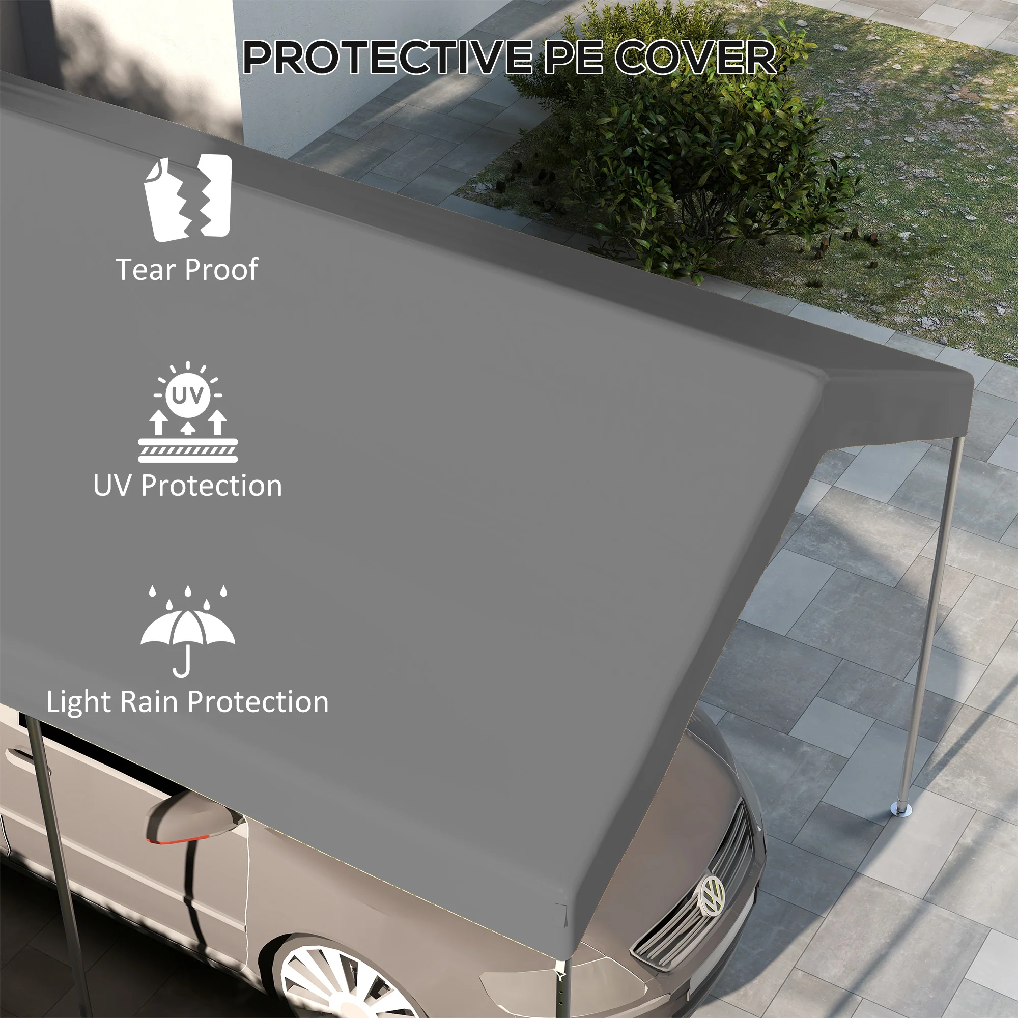 10' x 20' Carport Replacement Canopy with Bungee Cords, Dark Grey - Image 8