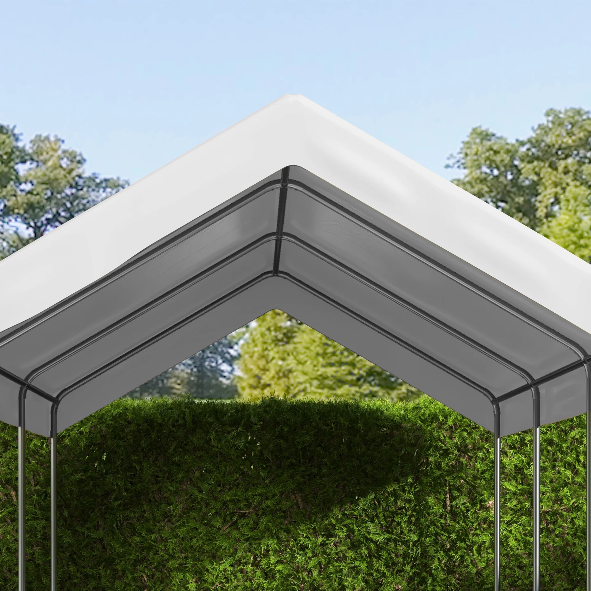 10' x 20' Carport Replacement Canopy with Bungee Cords, White - Image 11