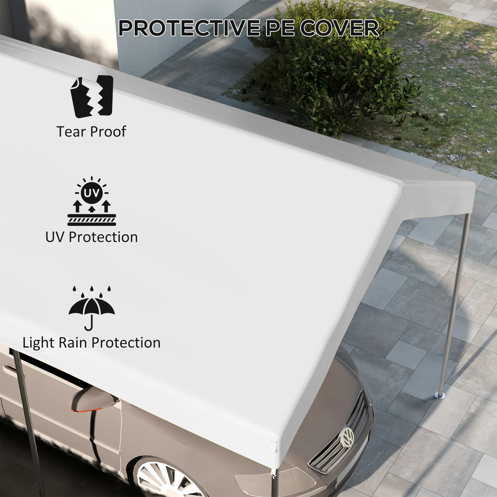 10' x 20' Carport Replacement Canopy with Bungee Cords, White - Image 8
