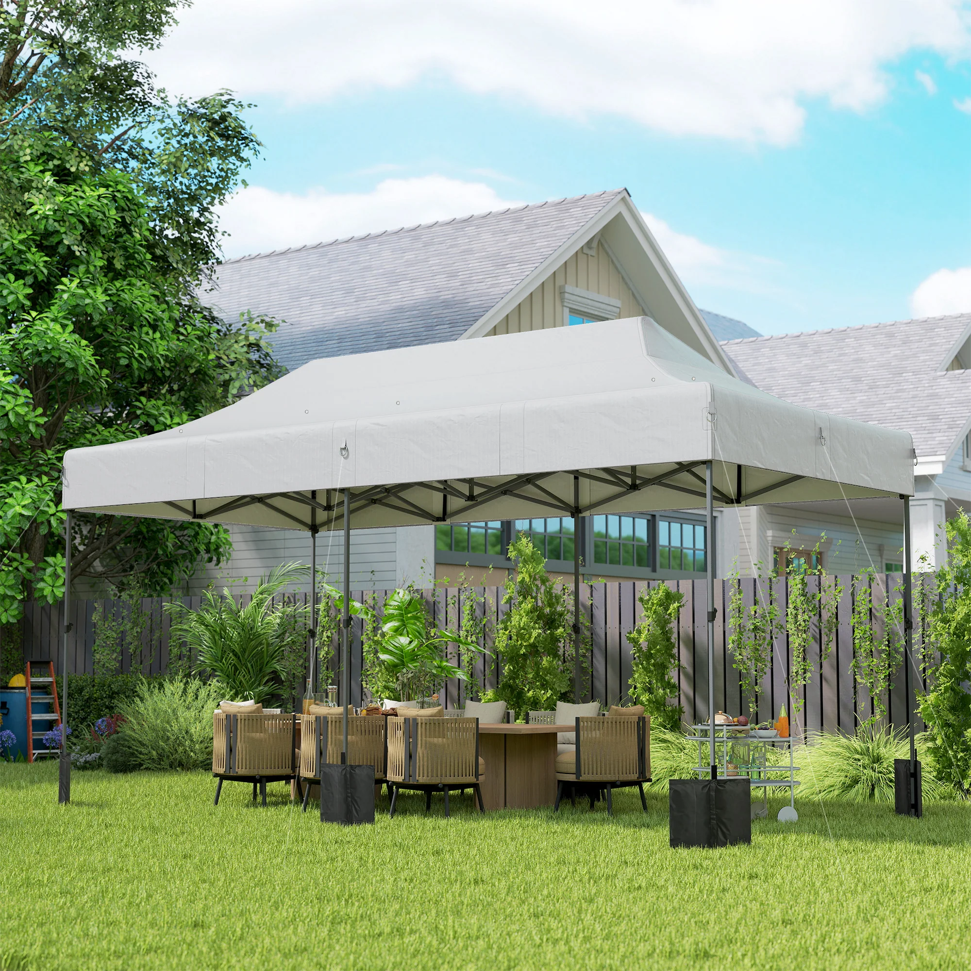 10' x 20' Pop Up Canopy Tent with Wheeled Carry Bag, White - Image 4