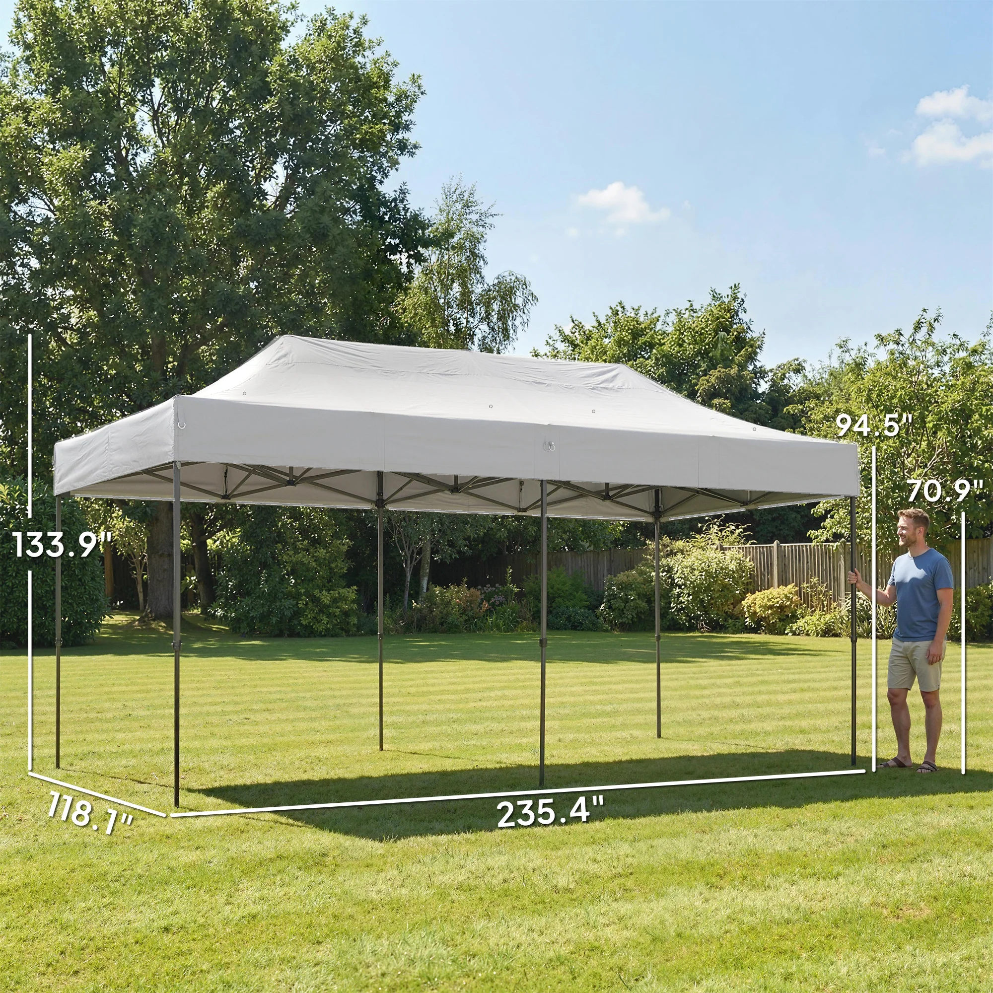 10' x 20' Pop Up Canopy Tent with Wheeled Carry Bag, White - Image 5