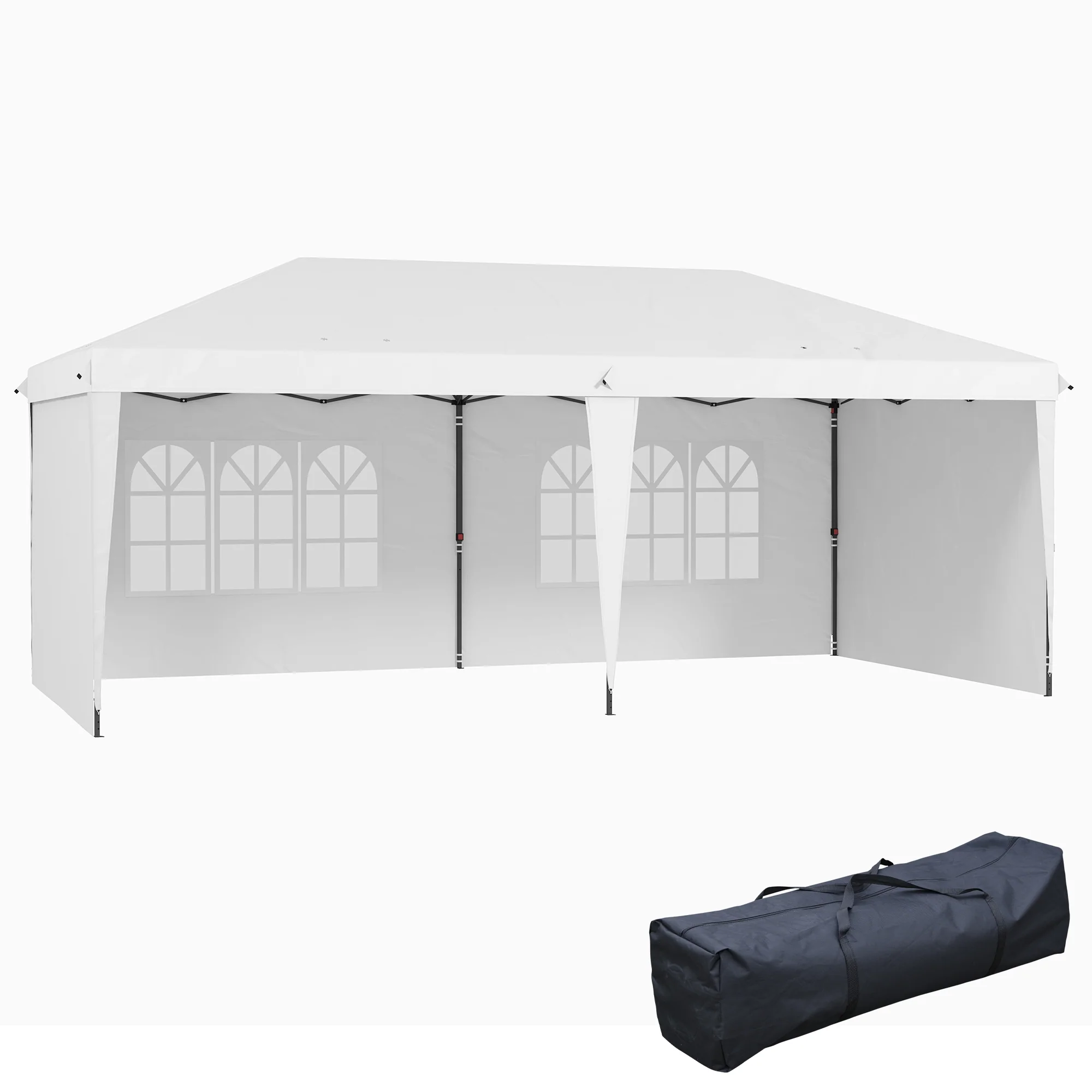 10' x 20' Outdoor Pop Up Canopy Tent with Carry Bag, White
