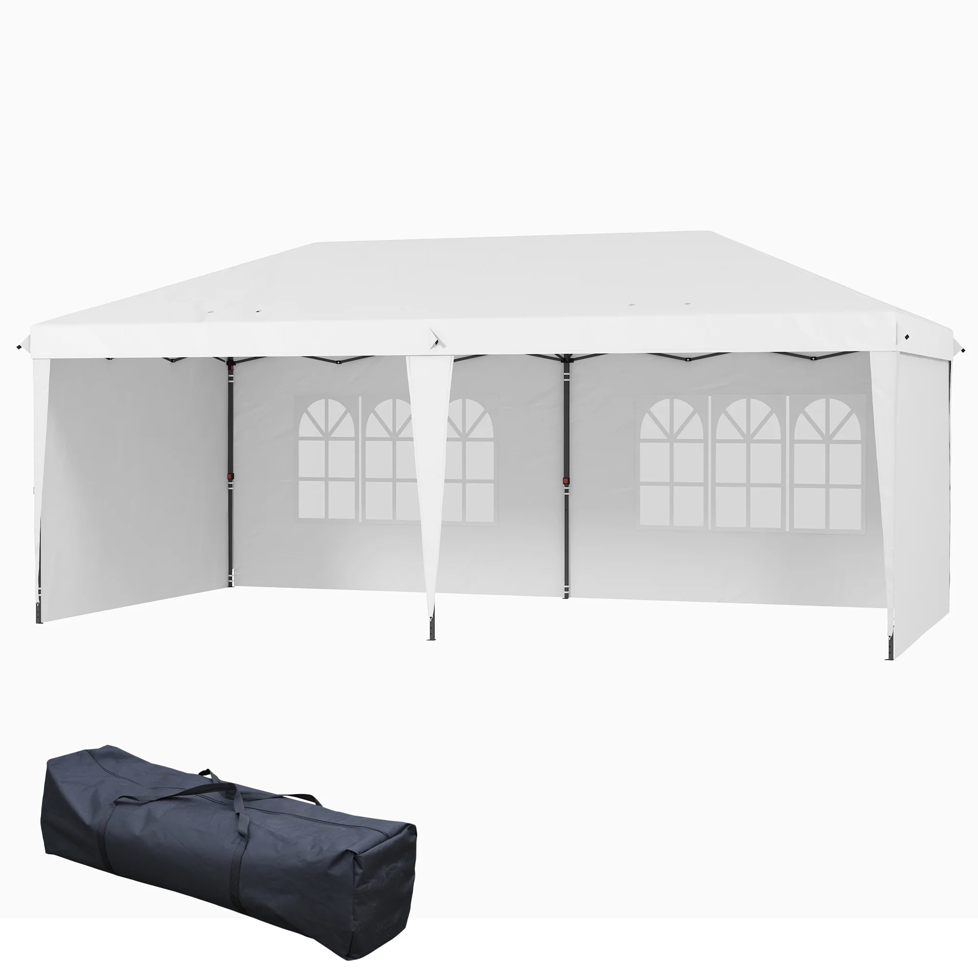 10' x 20' Outdoor Pop Up Canopy Tent with Carry Bag, White - Image 2