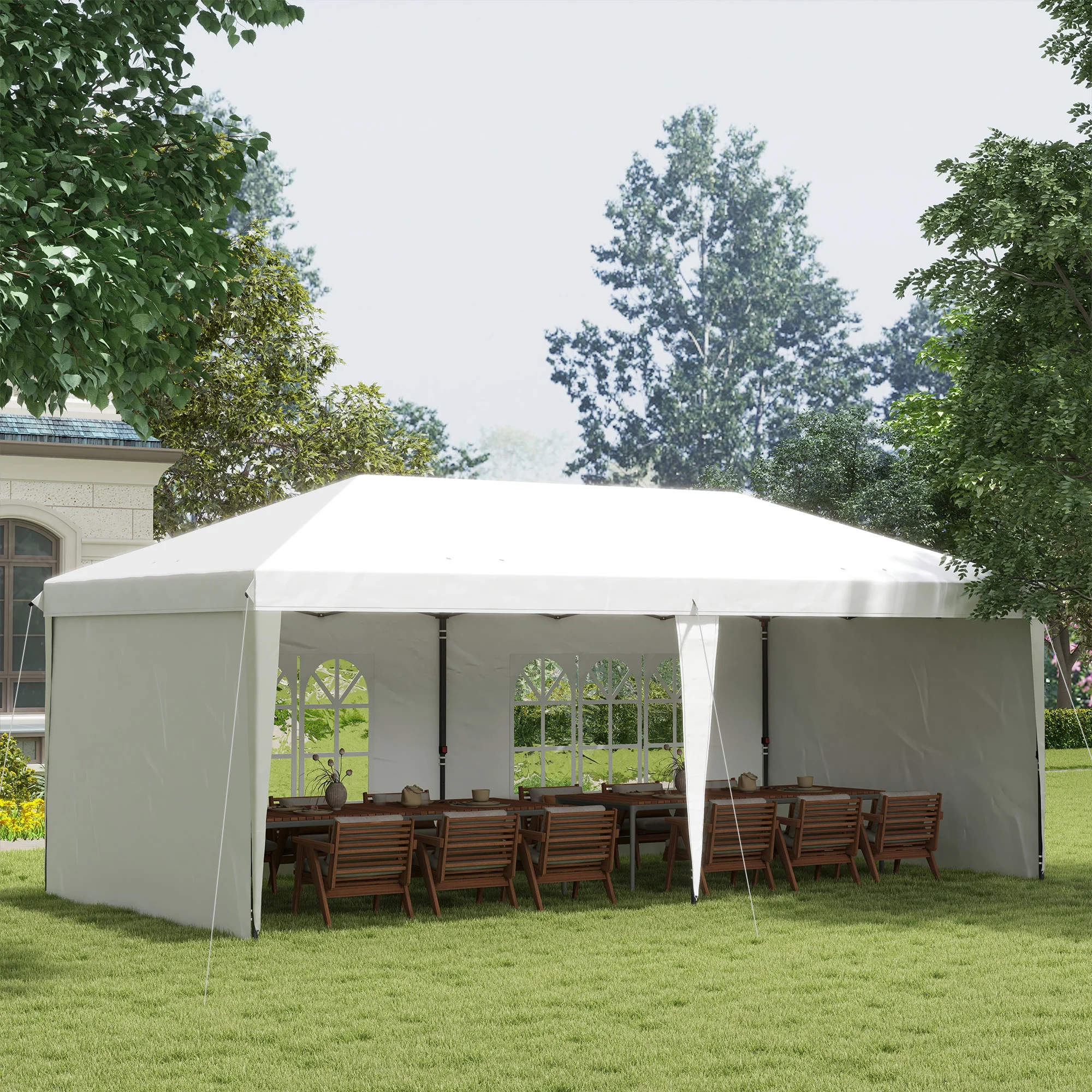 10' x 20' Outdoor Pop Up Canopy Tent with Carry Bag, White - Image 3