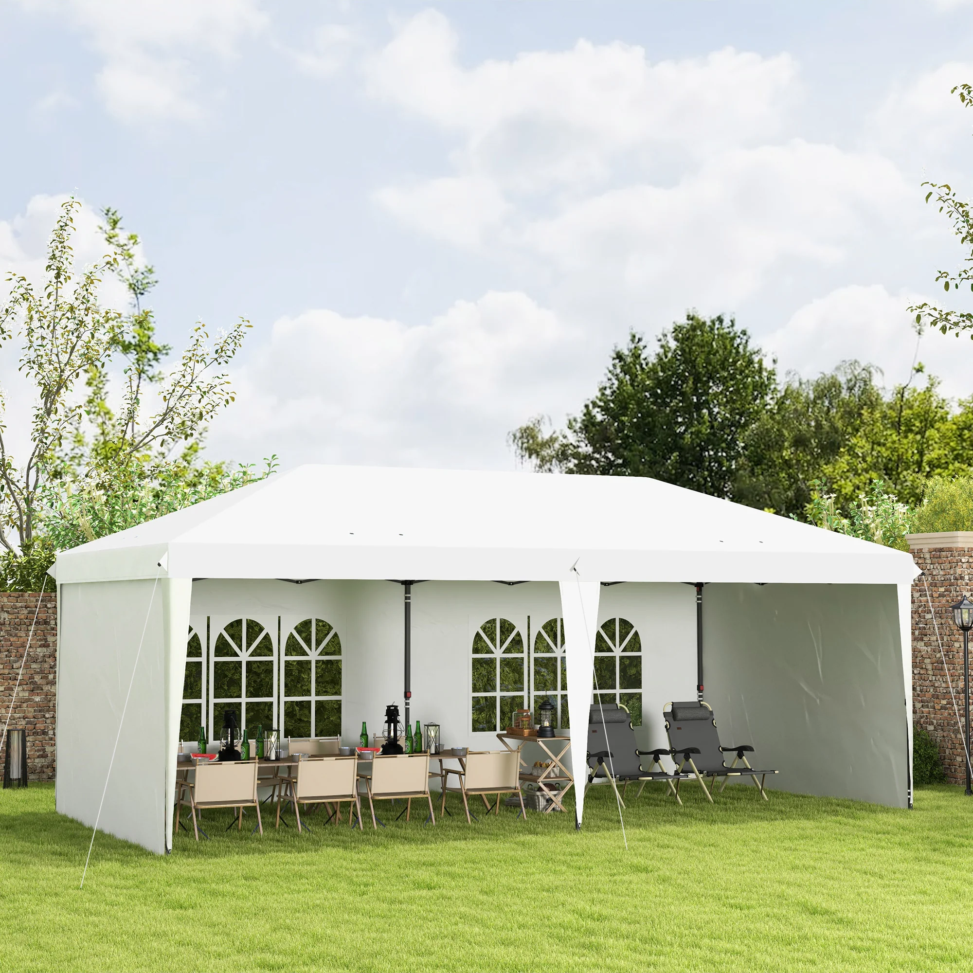 10' x 20' Outdoor Pop Up Canopy Tent with Carry Bag, White - Image 4