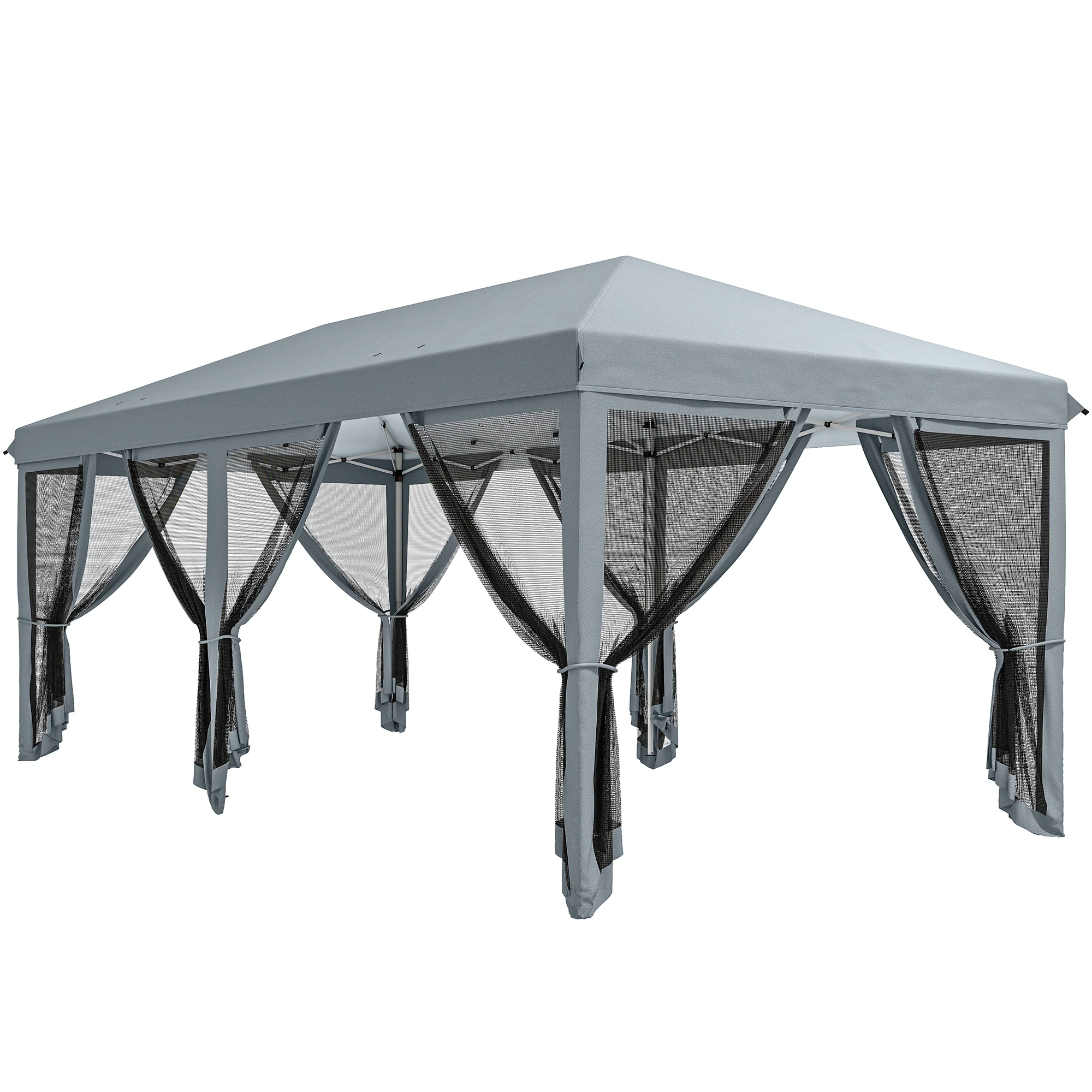 10' x 20' Pop-Up Canopy Tent with Removable Mesh Sidewall Netting, Grey - Image 12